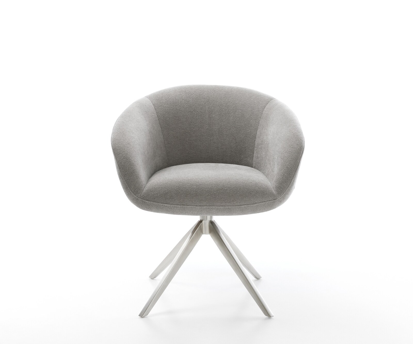 Chaise-pivotante Vinka-Flex avec accoudoirs tissu structuré doux gris pied croisé large acier inoxydable pivotement sur 360° fonction bascule resorts ensachés 1