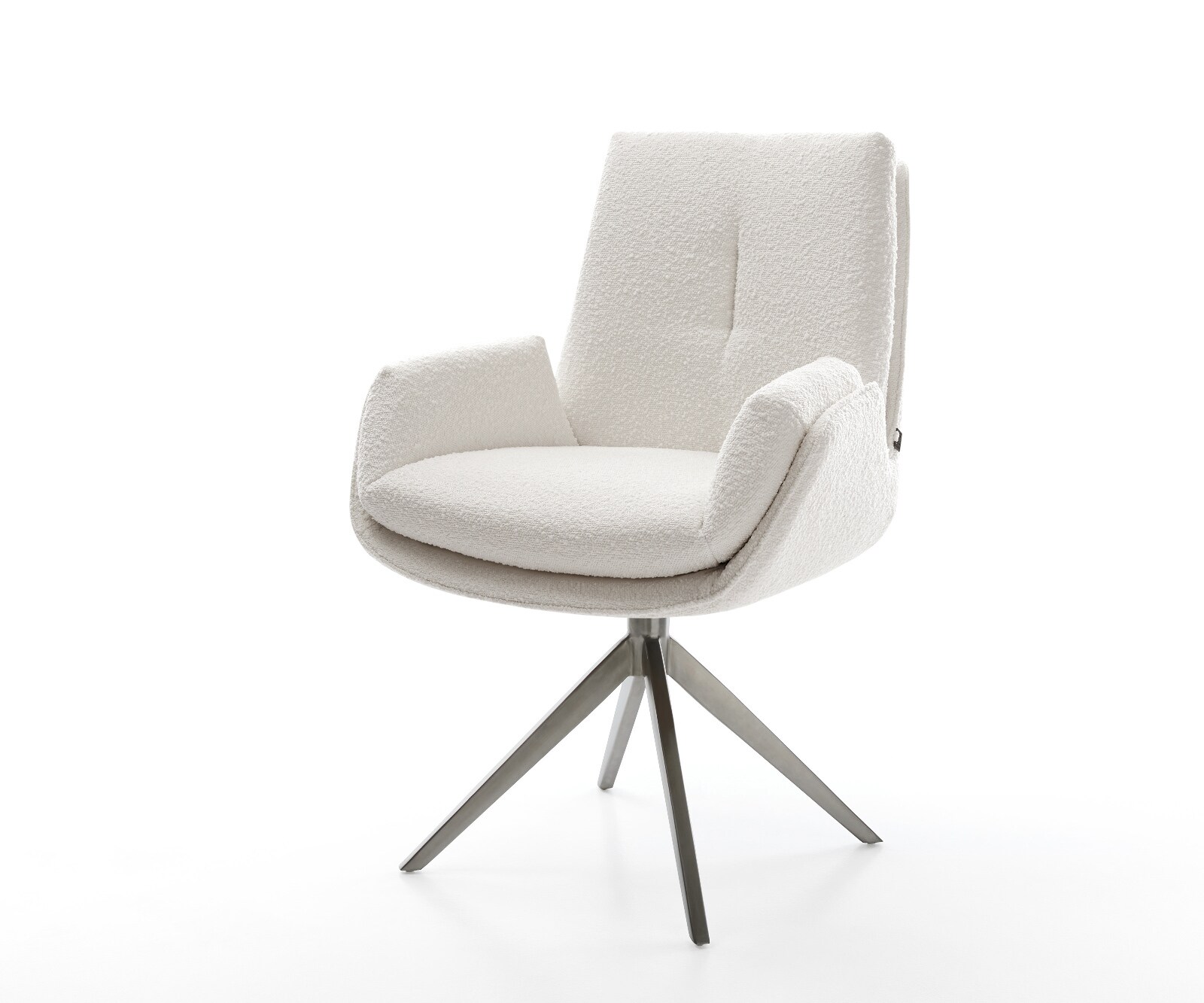 Chaise-pivotante Clea-Flex bouclé crème-blanc pied croisé large grafiete pivotement sur 360° fonction bascule