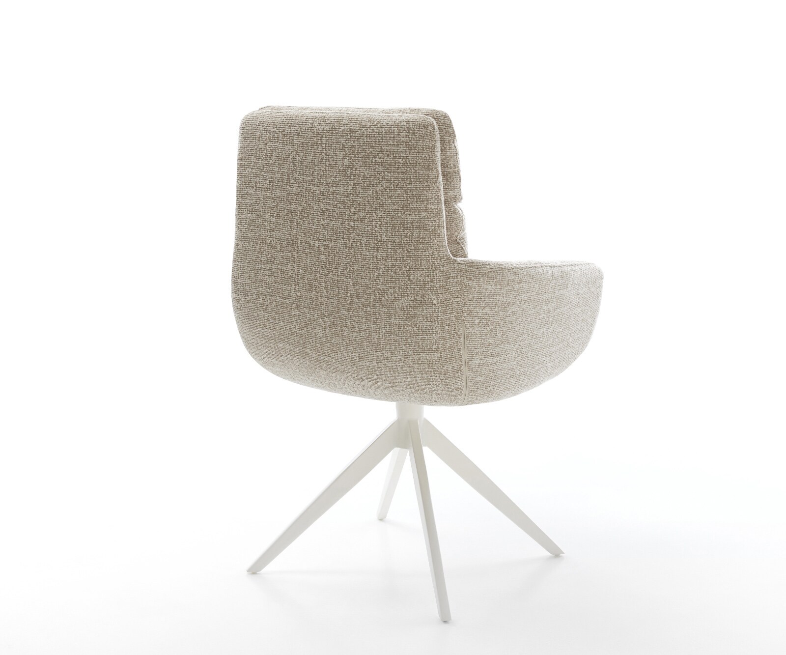 Chaise-pivotante Abelia-Flex avec accoudoirs tissu tissé doux beige pied croisé large blanc pivotement sur 360° fonction bascule 4