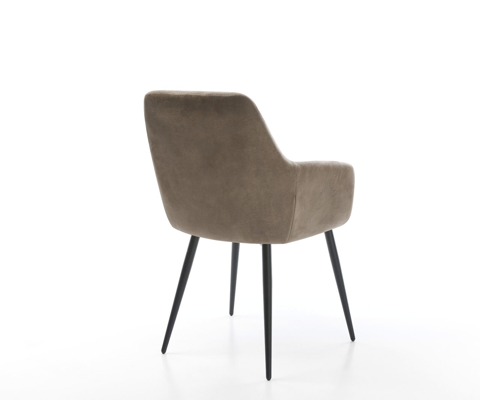 Chaise-de-salle-à-manger Pejo-Flex microvelours taupe vintage 4 pieds coniques noir ressorts ensachés 4