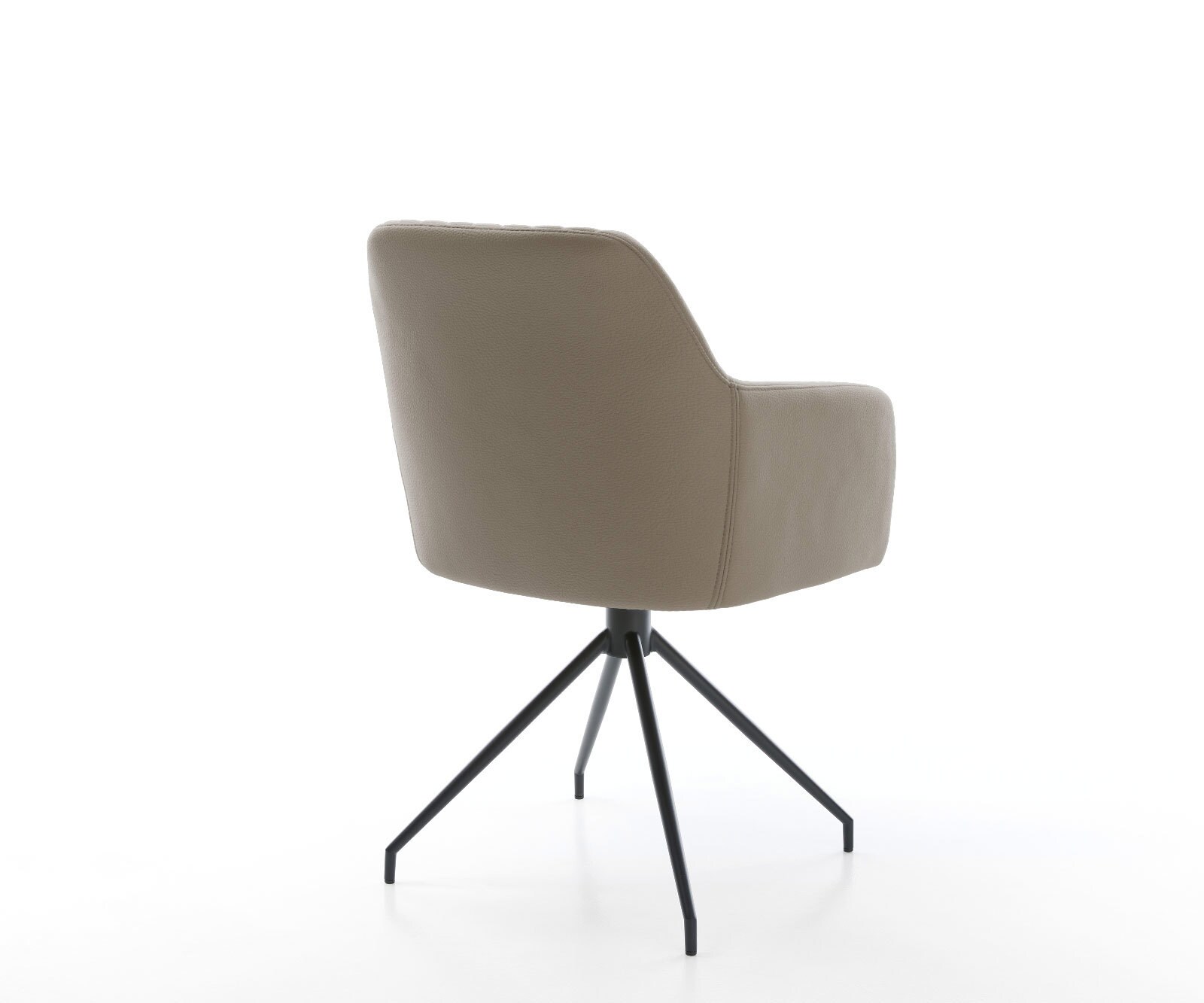 Chaise-de-salle-à-manger Greg-Flex cuir de vache couleur boue pied croisé conique noir ressorts ensachés 4