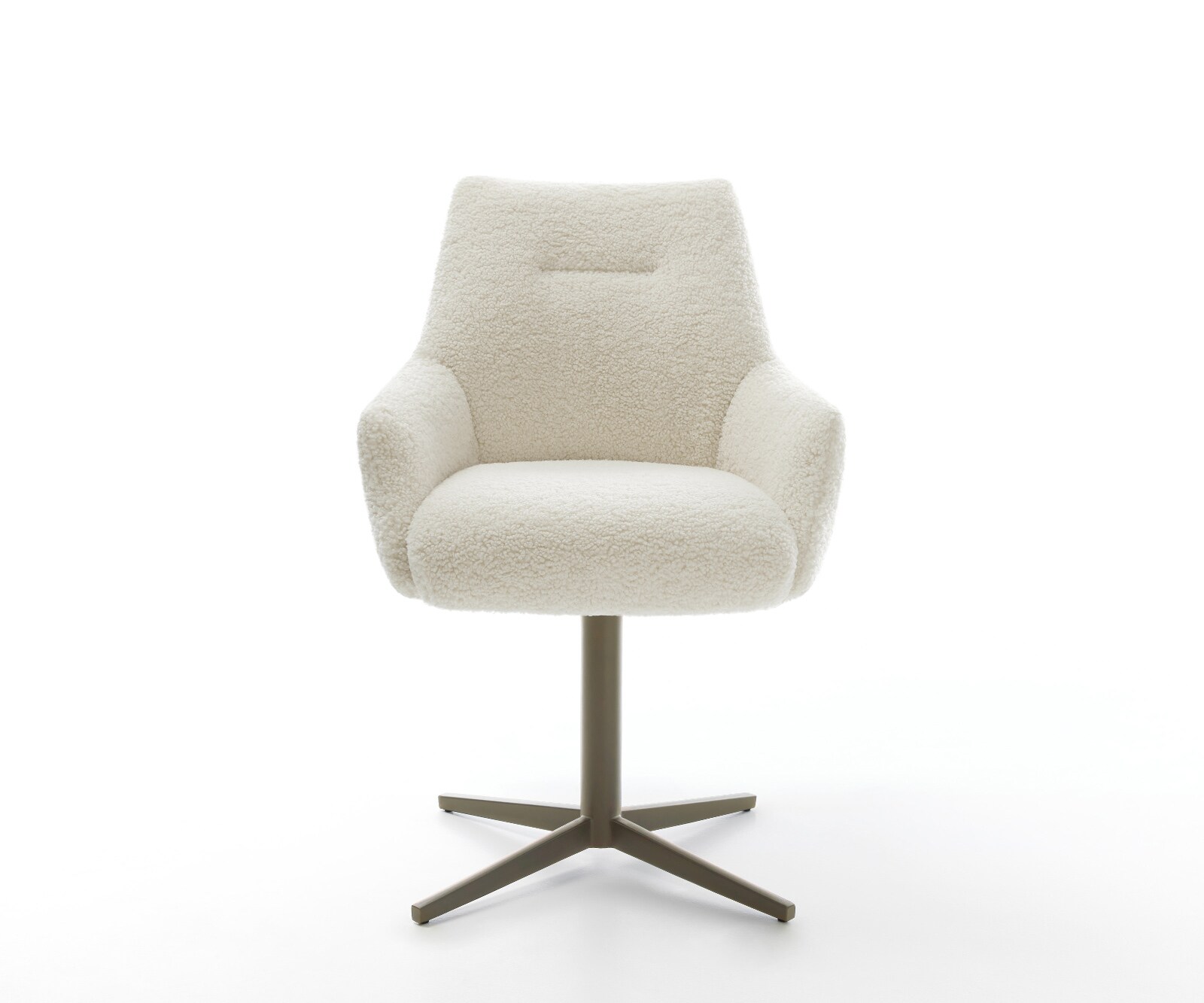 Drehstuhl Alja-Flex mit Armlehnen Teddy Beige Fußkreuz Effektfinish Titan 360° drehbar Taschenfederkern 1