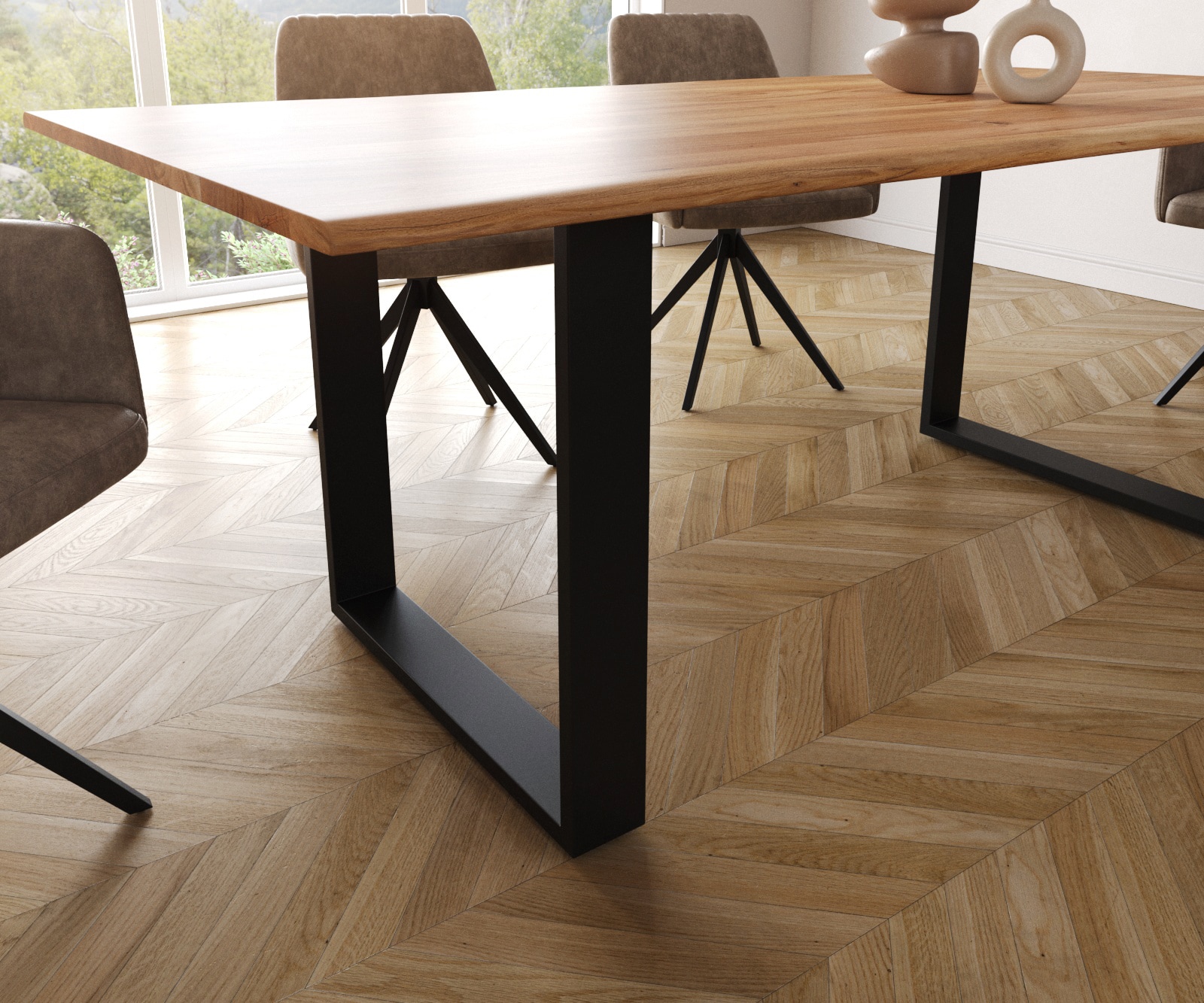 Esstisch Edge 200x100 S Akazie Natur Kufe Schwarz Live-Edge 4 Esstisch Edge 200x100 S Akazie Natur Kufe Schwarz Live-Edge 4