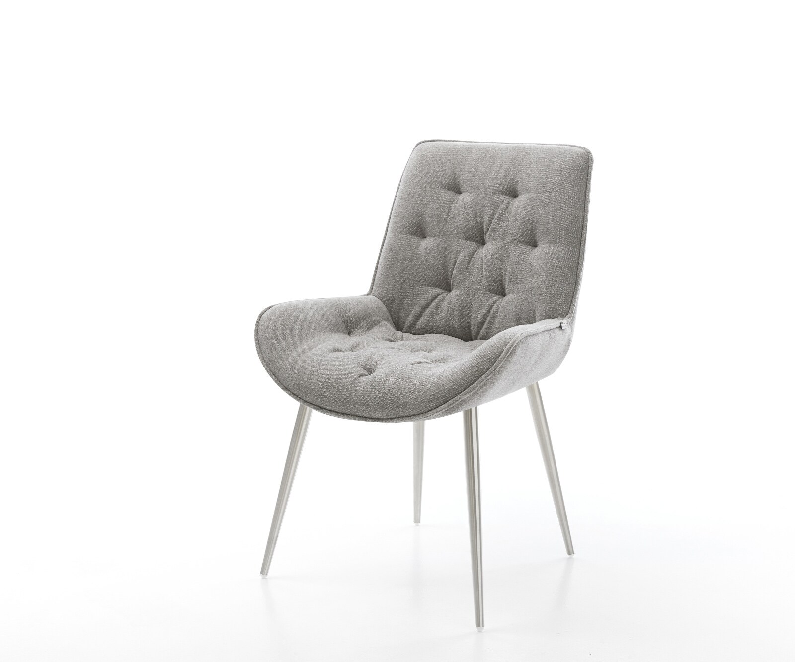 Esszimmerstuhl Taimi-Flex Strukturstoff Soft Grau 4-Fuß konisch Edelstahl 1