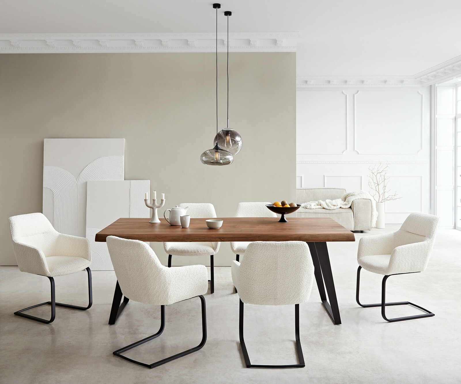 Cantilever Pejo-Flex bouclé blanc pied cantilever plat noir ressorts ensachés 3 Cantilever Pejo-Flex bouclé blanc pied cantilever plat noir ressorts ensachés 3