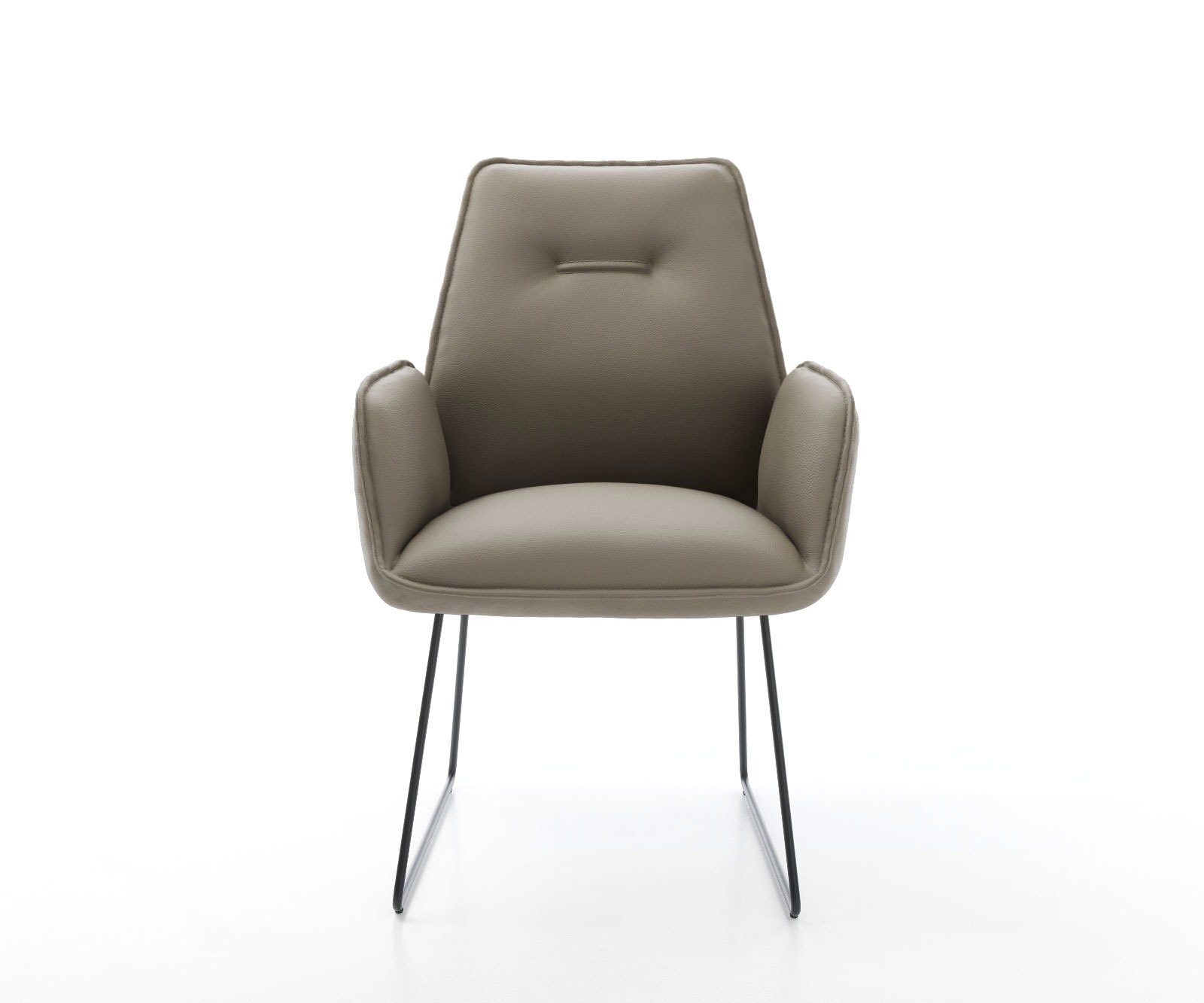 Chaise-de-salle-à-manger Zoa-Flex cuir de vache couleur boue pied trapèze noir ressorts ensachés 1