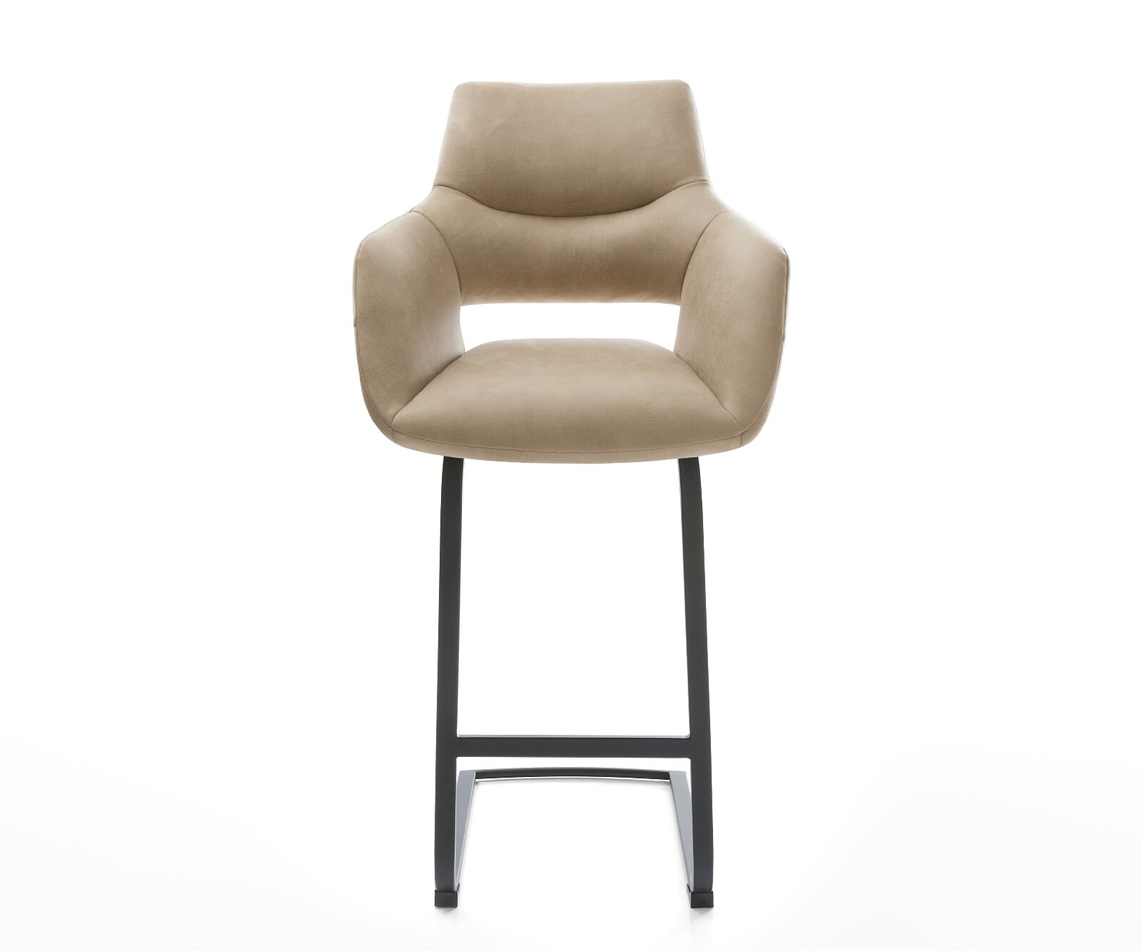 Chaise-de-bar Yago-Flex Microfibre Beige Vintage Pied cantilever plat noir Noir Ressort ensaché 2