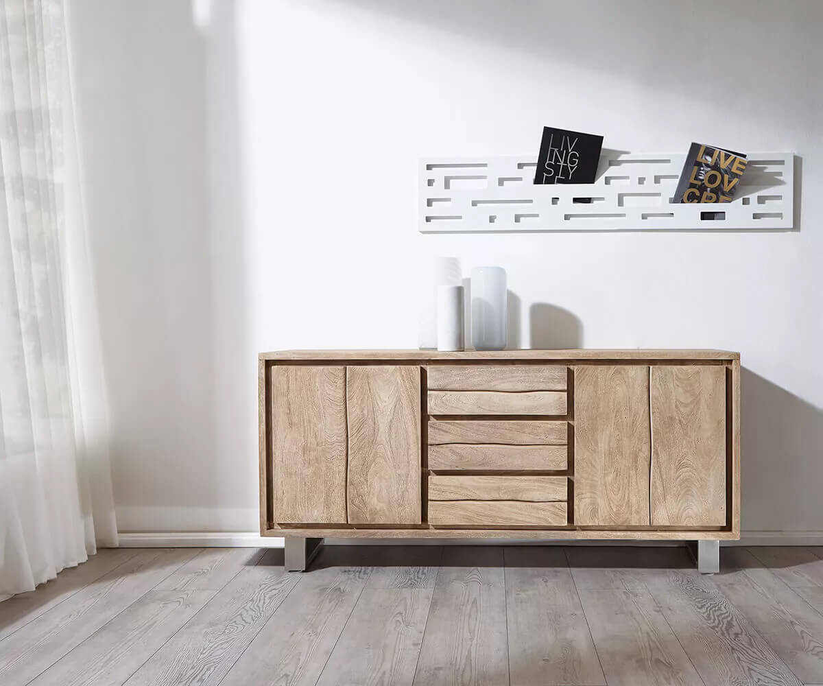 Sideboard Live-Edge 172 cm Akazie Champagner 3 Schübe 4 Türen 3