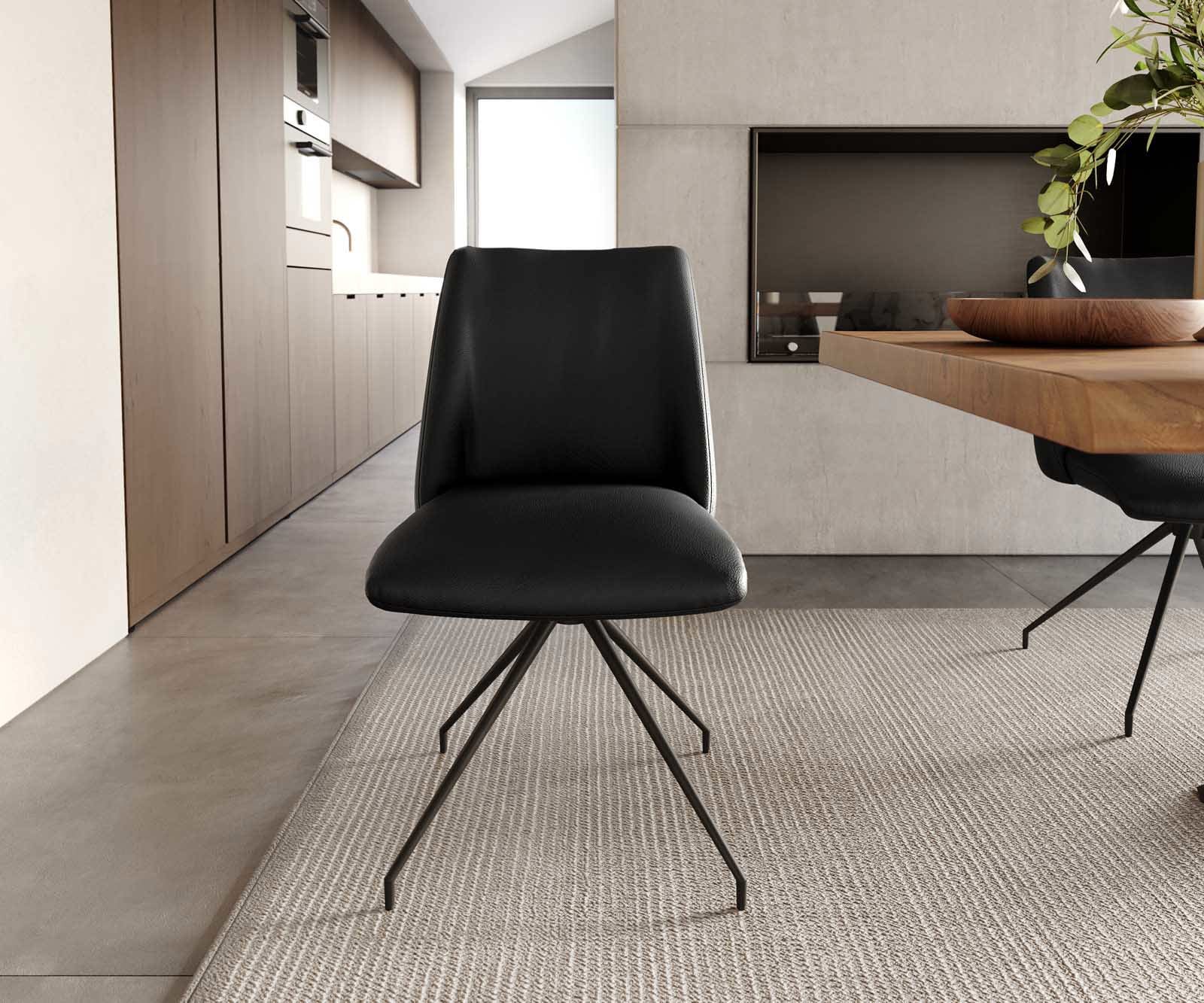 Drehstuhl Elso-Flex Echt-Leder Schwarz Kreuzgestell konisch Schwarz 180° drehbar Taschenfederkern 1 Drehstuhl Elso-Flex Echt-Leder Schwarz Kreuzgestell konisch Schwarz 180° drehbar Taschenfederkern 1