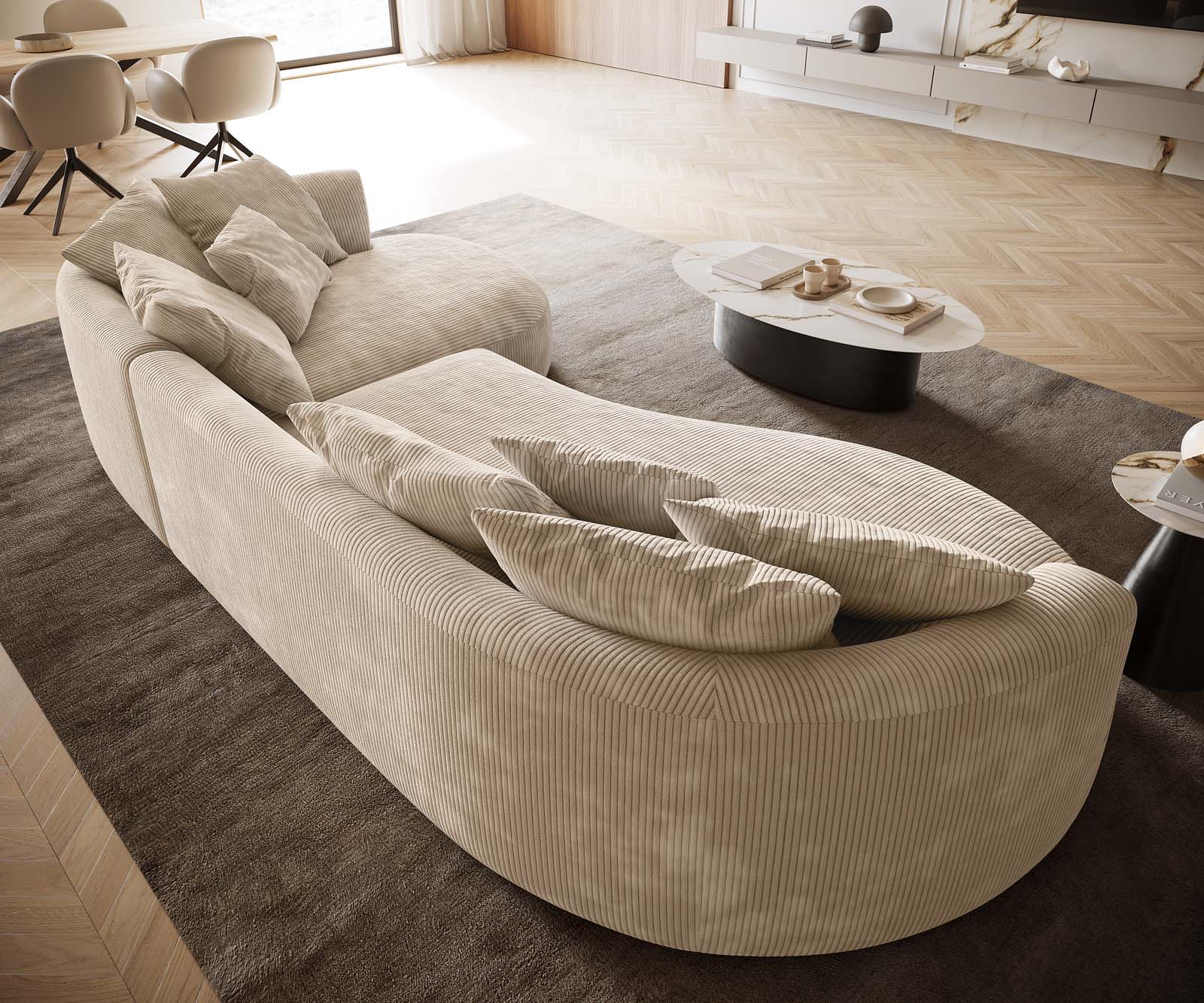 Sofa Edina 330x170 cm Cord Beige 5