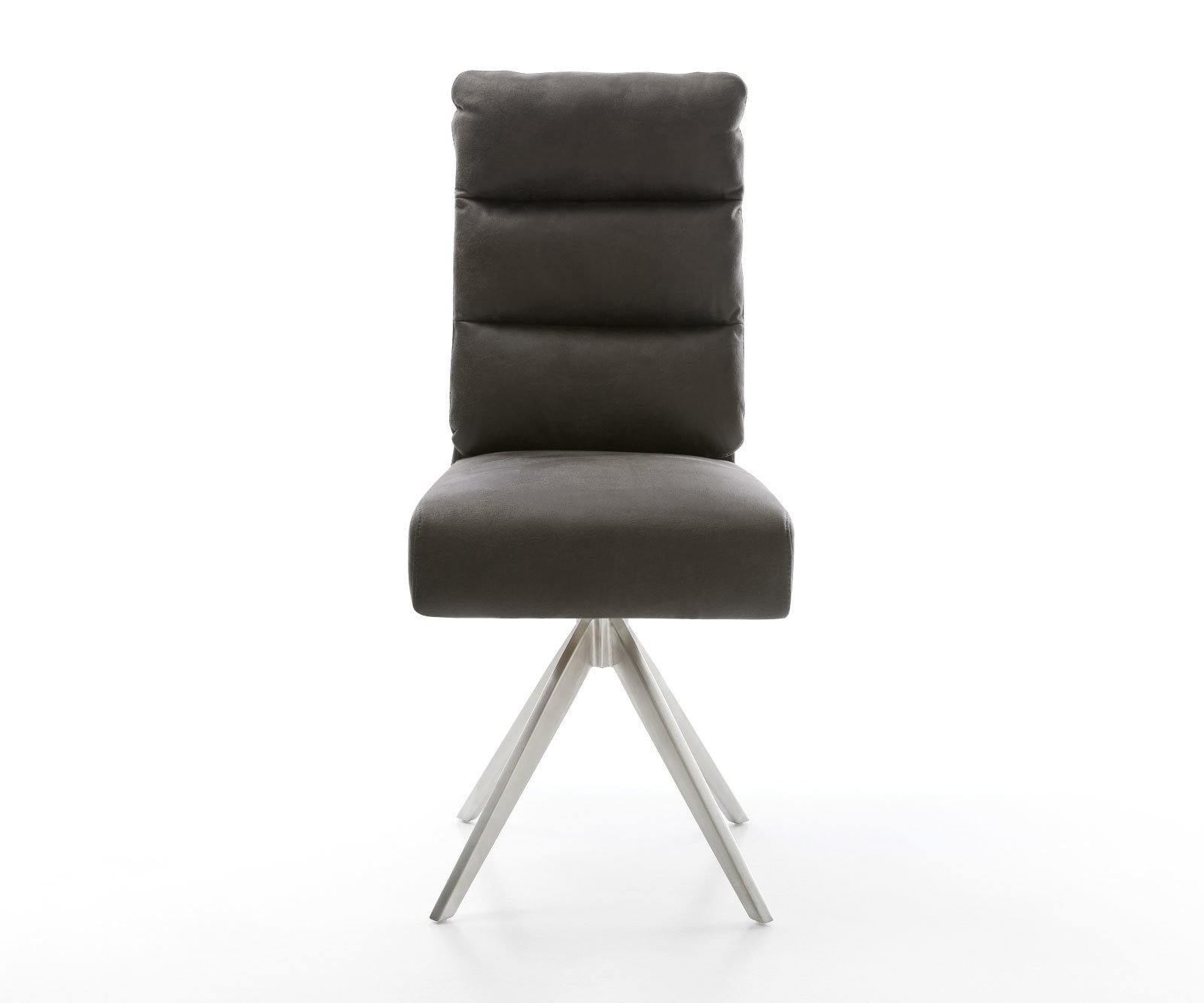 Esszimmerstuhl Pela-Flex Mikrofaser Anthrazit Vintage Kreuzgestell kantig Edelstahl Taschenfederkern 2