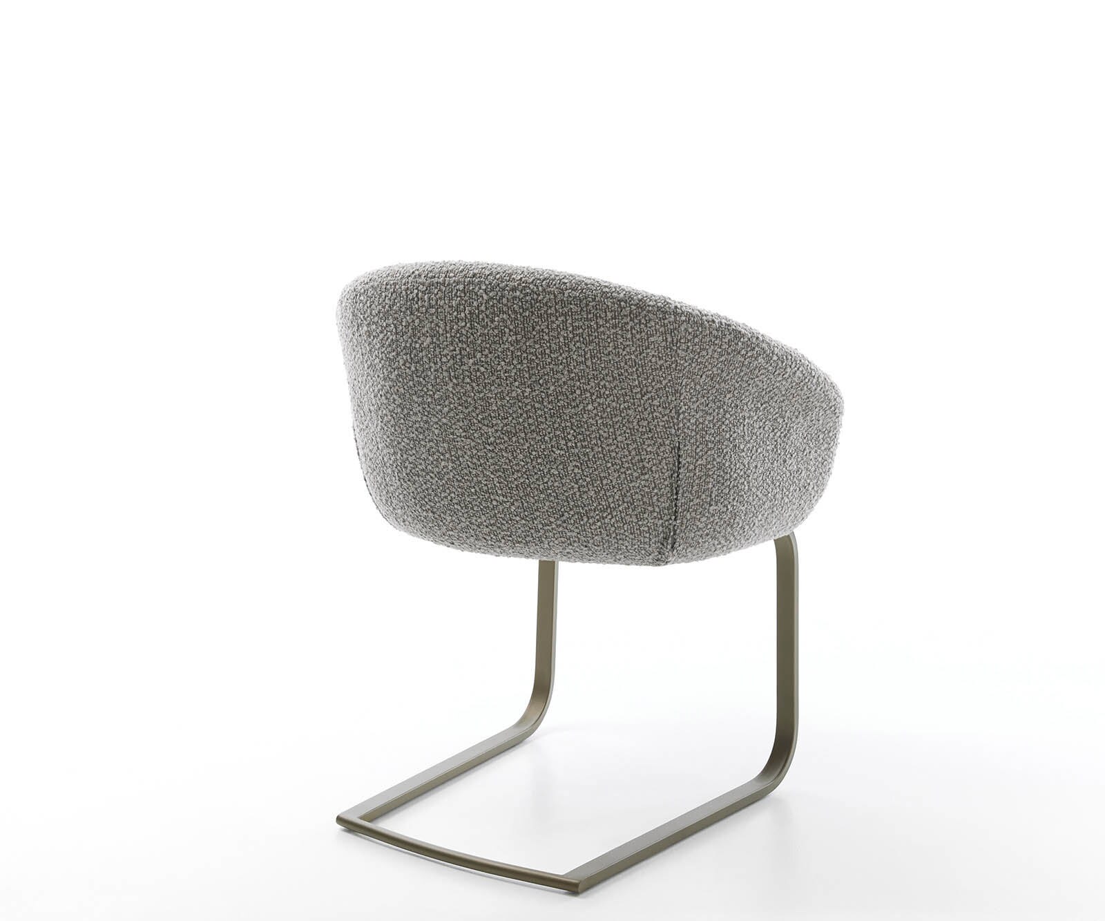 Cantilever Vinka-Flex avec accoudoirs bouclé gris argenté pied cantilever plat aspect titane ressorts ensachés 4