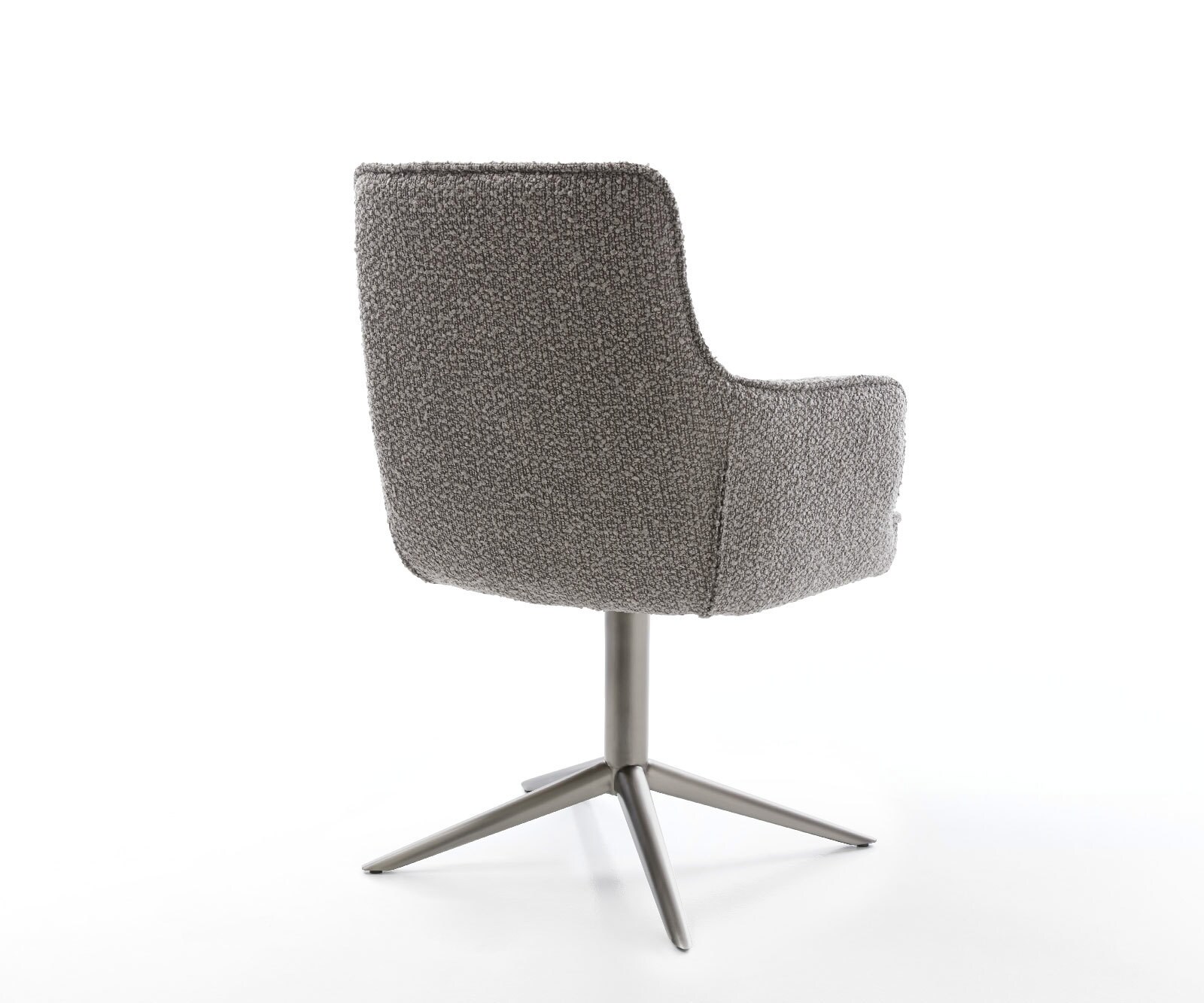 Drehstuhl Heira-Flex mit Armlehnen Bouclé Silbergrau Fußkreuz Graphit 360° drehbar Wippfunktion Taschenfederkern 4