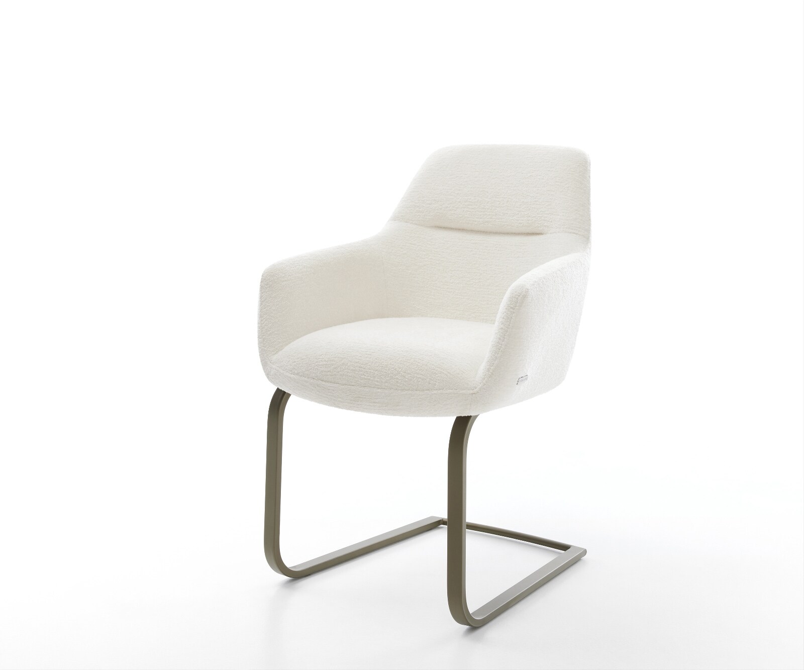 Cantilever Pejo-Flex bouclé doux beige pied cantilever plat aspect titane resorts ensachés 1