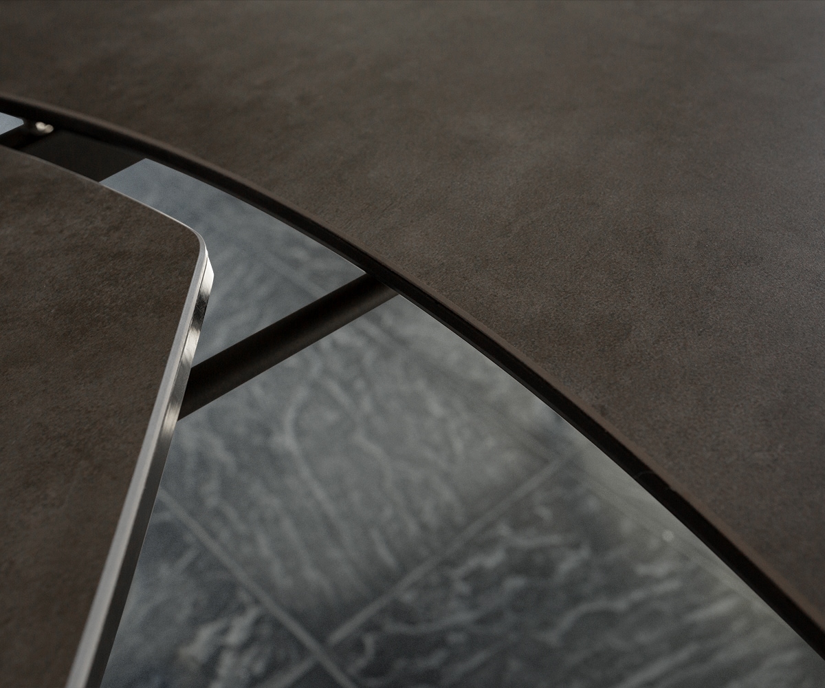 Esstisch Carlow 130/200x95 cm Keramik Braun Edelstahl ausziehbar 6