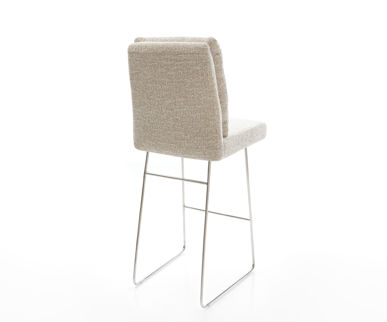 Chaise-de-bar Pela-Flex Tissu tissé doux Beige Pied trapèze acier inoxydable Argent 5