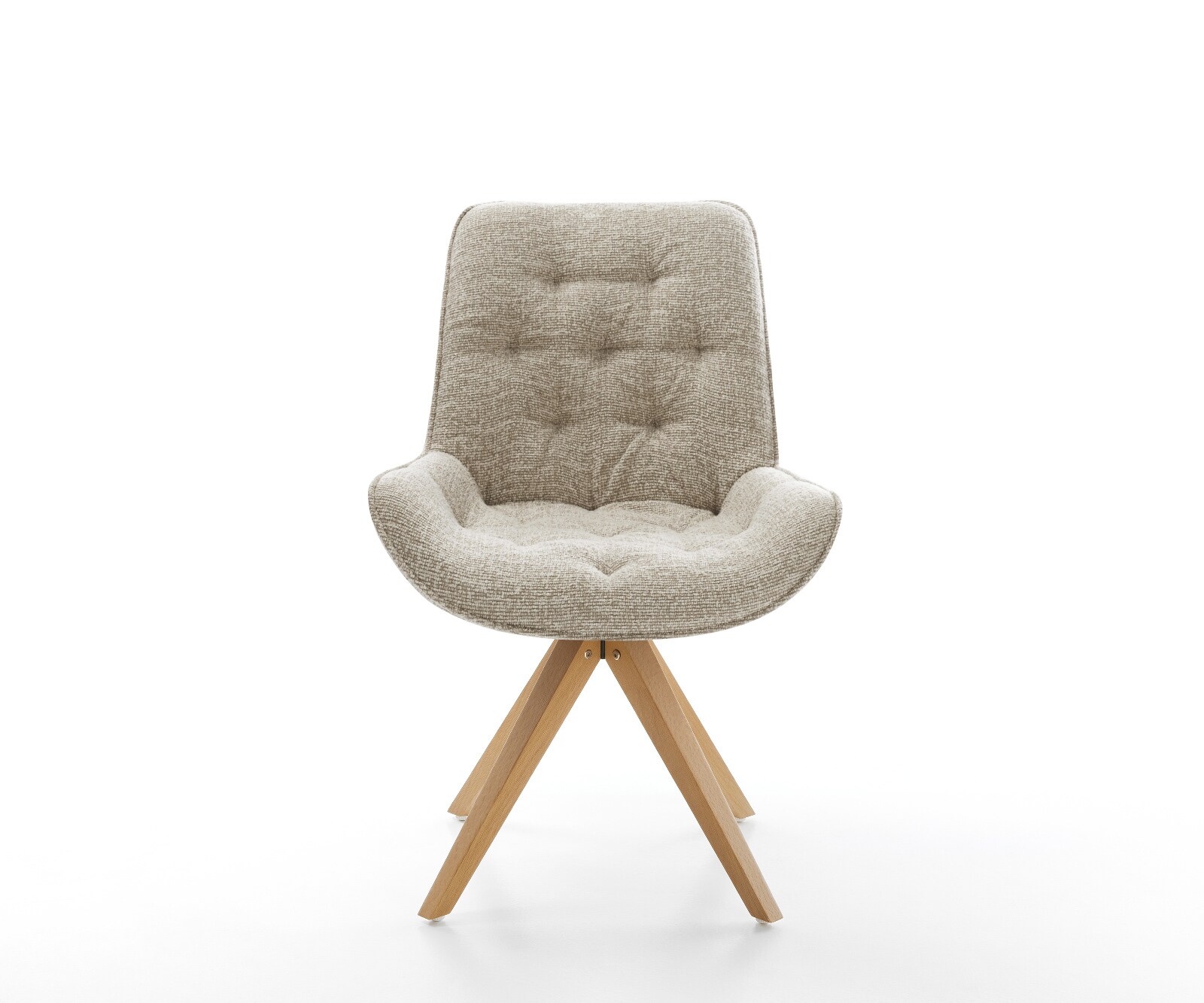 Drehstuhl Taimi-Flex Webstoff Soft Beige Holzgestell kantig Natur 360° drehbar 2
