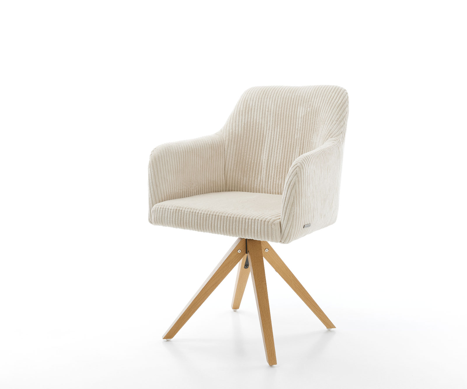 Drehstuhl Greg-Flex Cord Beige Holzgestell kantig 180° drehbar
