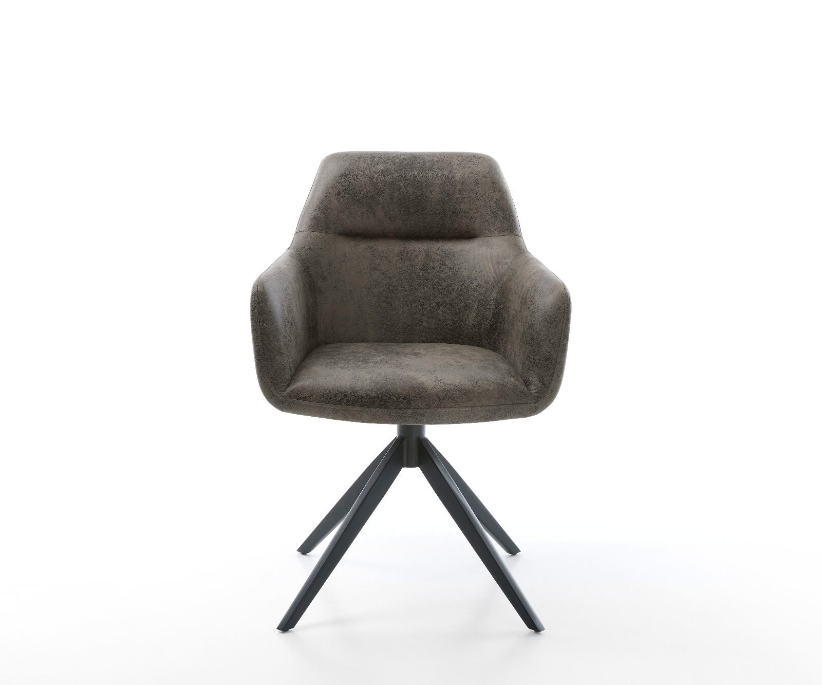 Drehstuhl Pejo-Flex Mikrofaser Grau Antik Kreuzgestell breit Schwarz 360° drehbar Wippfunktion Taschenfederkern 1