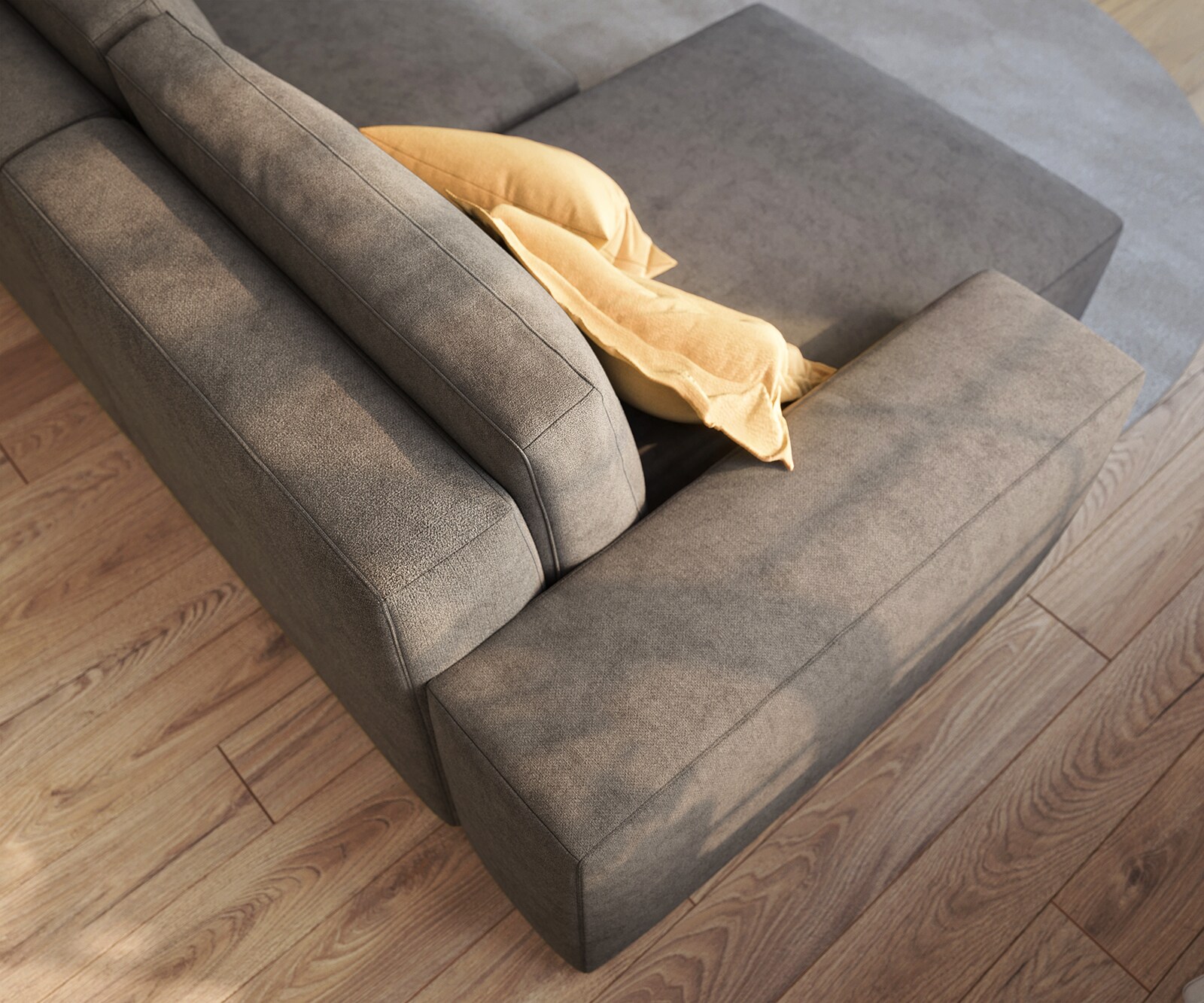 Canapé d’angle Lanzo 230x155 cm microfibre brun kaki méridienne réversible 4