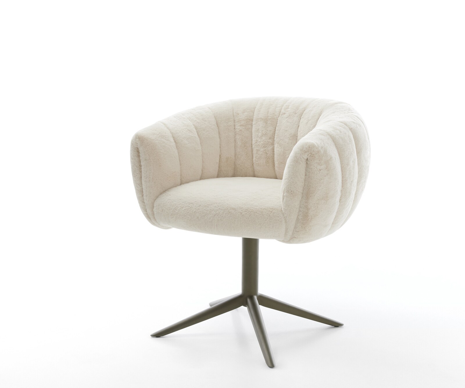 Drehstuhl Jada-Flex Plüsch Creme-Weiß Fußkreuz Effektfinish Titan 360° drehbar Wippfunktion Taschenfederkern