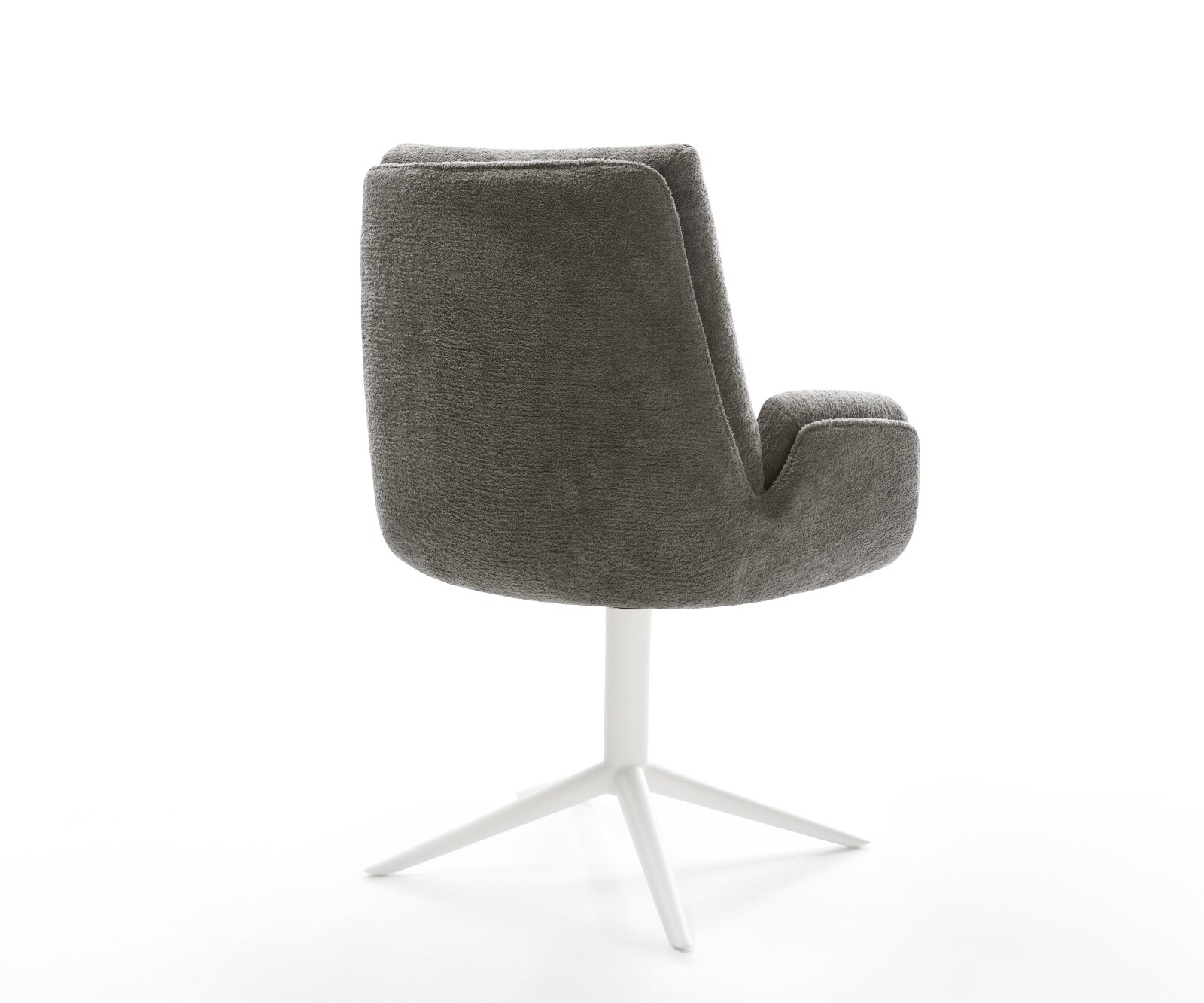 Chaise-pivotante Clea-Flex bouclé doux couleur boue pied de chaise 4 branches blanc pivotement sur 360° fonction bascule 4
