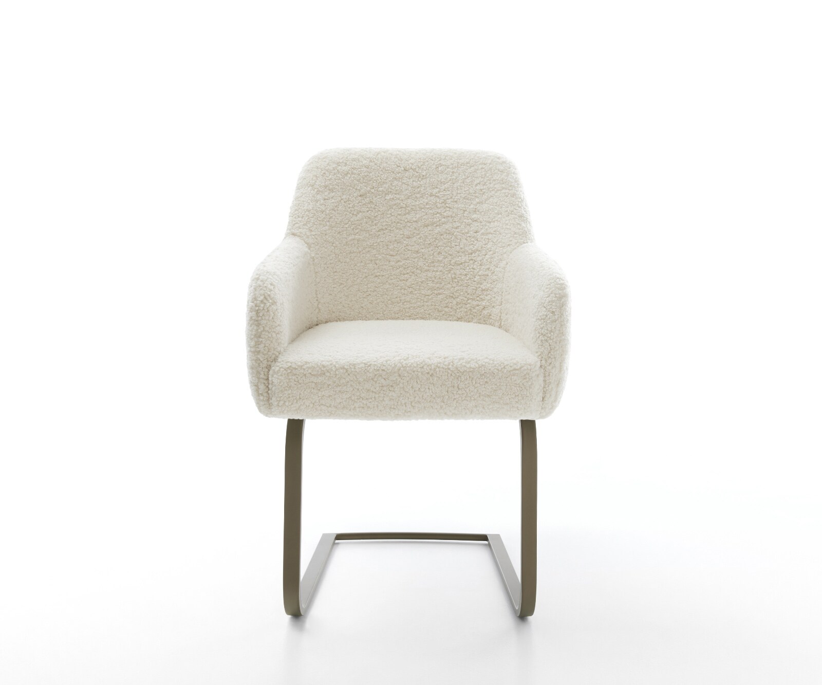 Freischwinger Greg-Flex Teddystoff Beige Freischwinger flach Effektfinish Titan Taschenfederkern 1