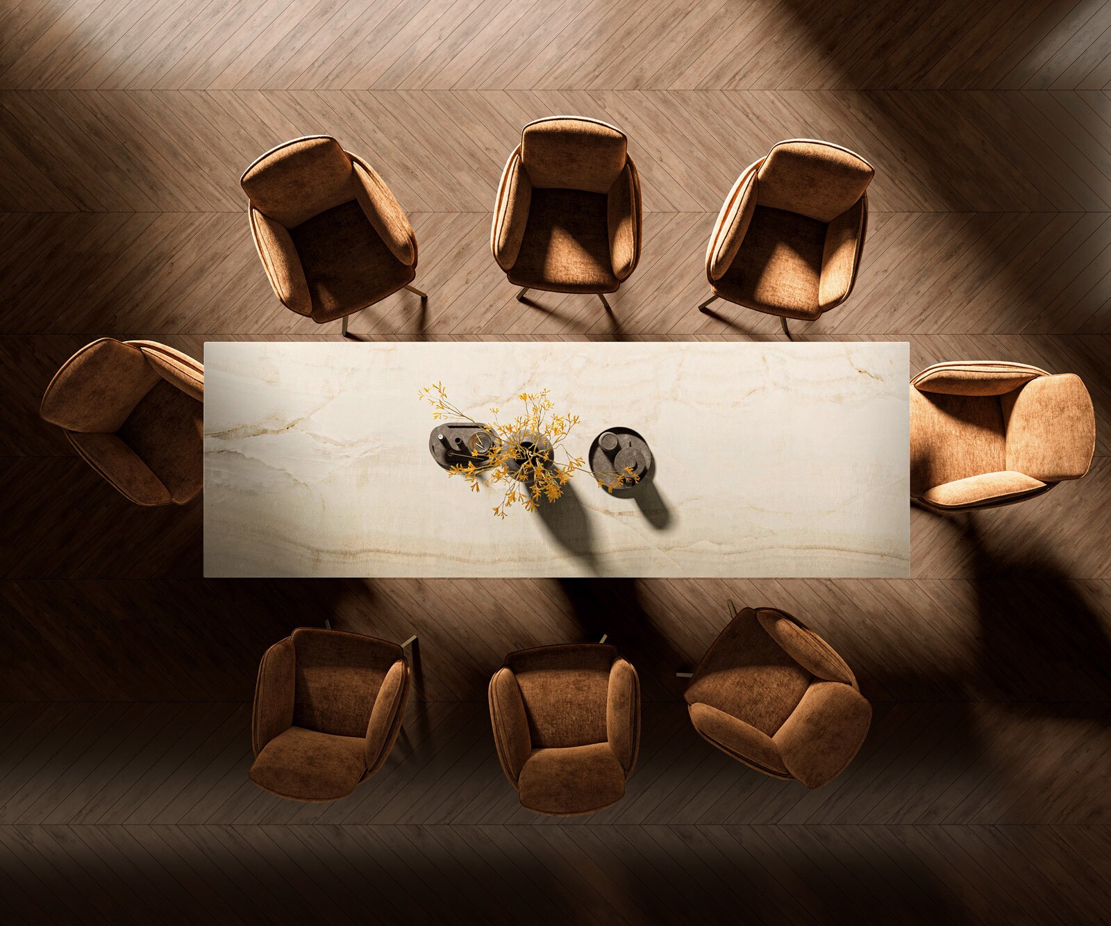 Esstisch Edge 300x100 Keramik Laminam® Onice Oro ​Parabel Metallic Gold 5