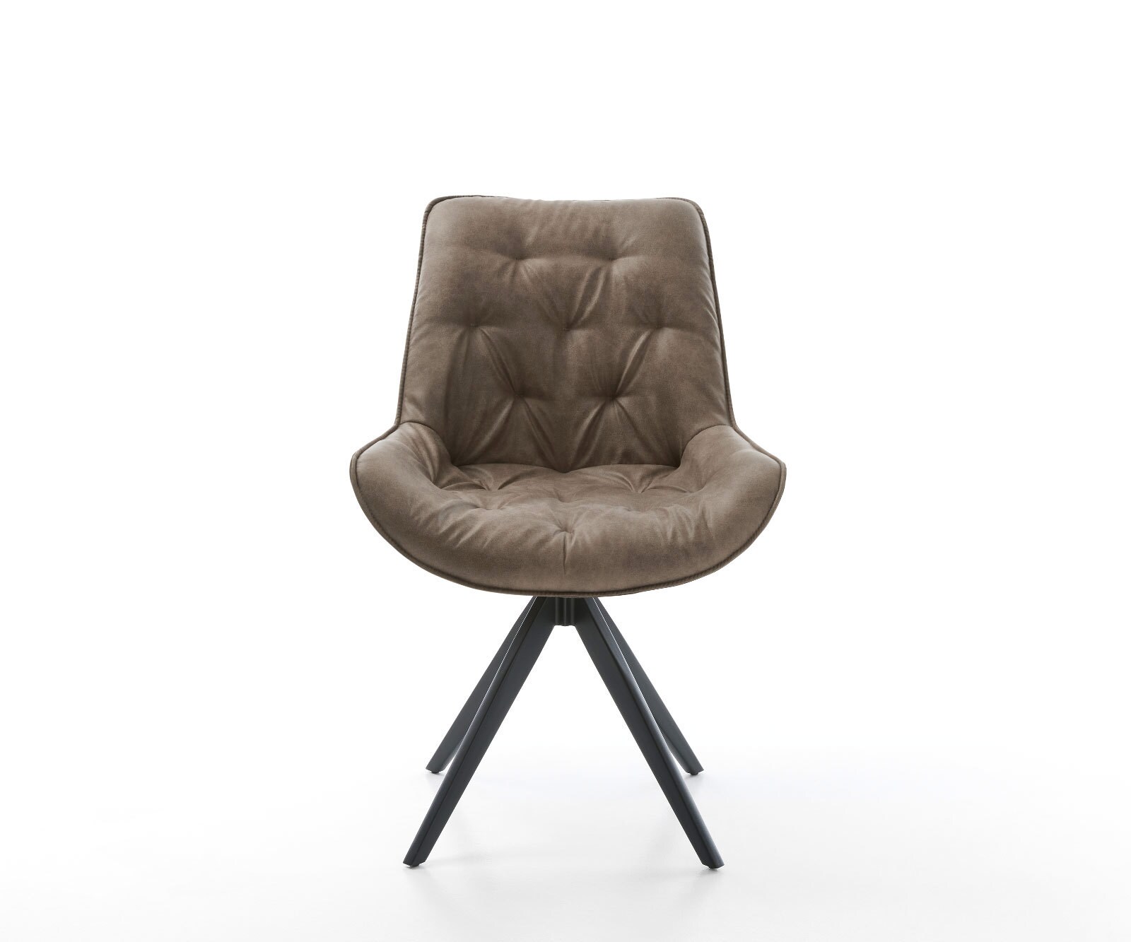 Esszimmerstuhl Taimi-Flex Mikrofaser Taupe Vintage Kreuzgestell kantig Schwarz 2 Esszimmerstuhl Taimi-Flex Mikrofaser Taupe Vintage Kreuzgestell kantig Schwarz 2