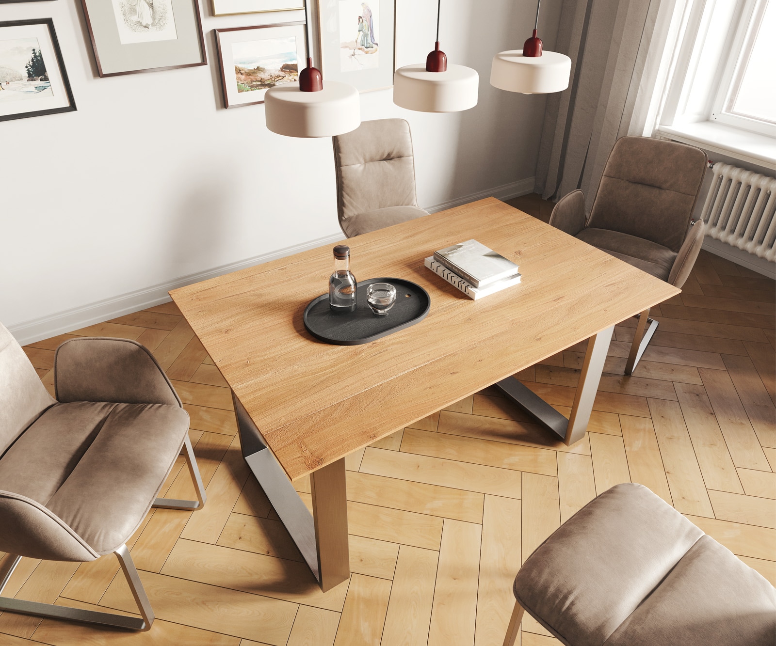 Esstisch Edge 140x90 Akazie Natur Edelstahl Schmal Schweizer Kante 3 Esstisch Edge 140x90 Akazie Natur Edelstahl Schmal Schweizer Kante 3