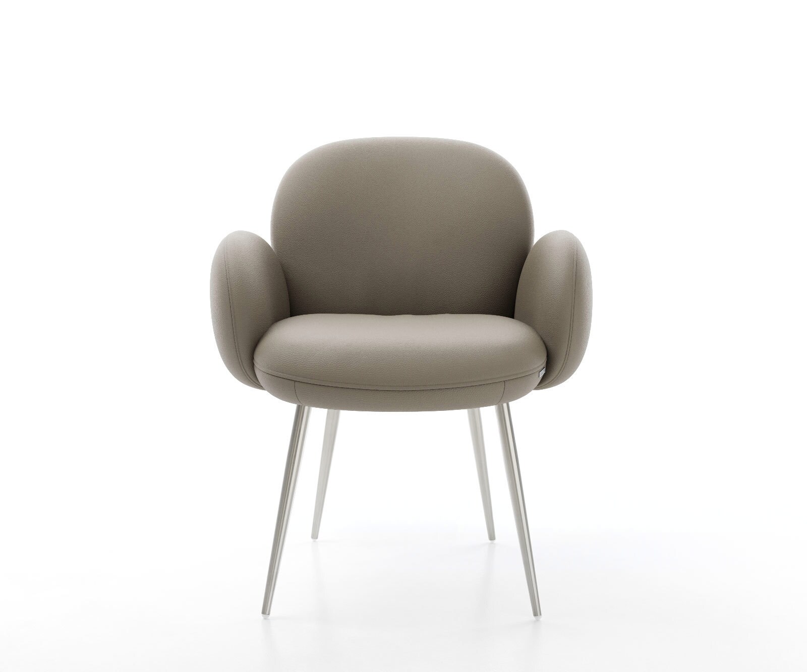 Esszimmerstuhl Nube-Flex mit Armlehnen Echt-Leder Schlamm 4-Fuß konisch Edelstahl Taschenfederkern 2