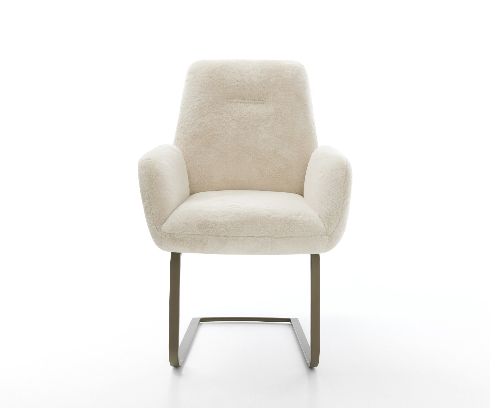 Freischwinger Zoa-Flex Plüsch Creme-Weiß Freischwinger flach Effektfinish Titan Taschenfederkern 1