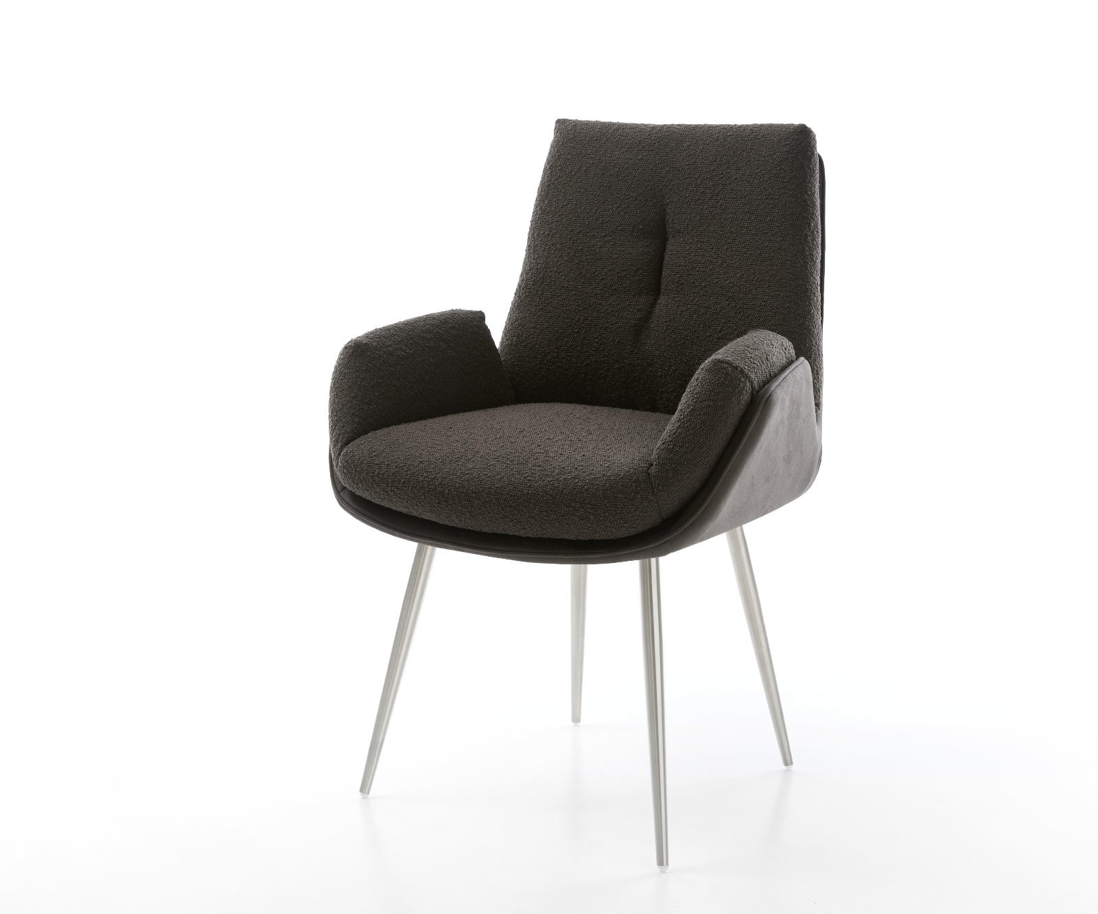 Esszimmerstuhl Clea-Flex Materialmix Schwarz 4-Fuß konisch Edelstahl Esszimmerstuhl Clea-Flex Materialmix Schwarz 4-Fuß konisch Edelstahl