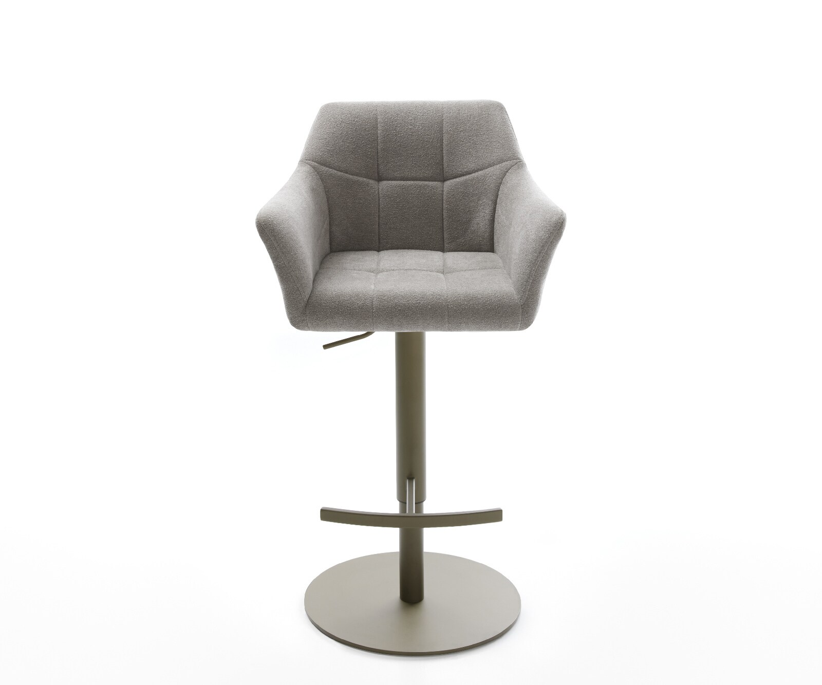 Chaise-de-bar Yulo-Flex Tissu structuré doux Gris Pied pivotant réglable en hauteur couleur titane Couleur titane 1