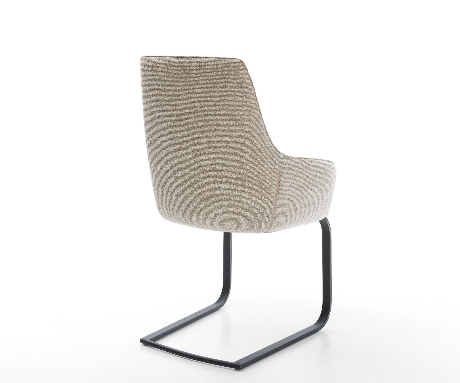 Cantilever Zelia-Flex avec accoudoirs tissu tissé doux beige pied cantilever plat noir ressorts ensachés 5