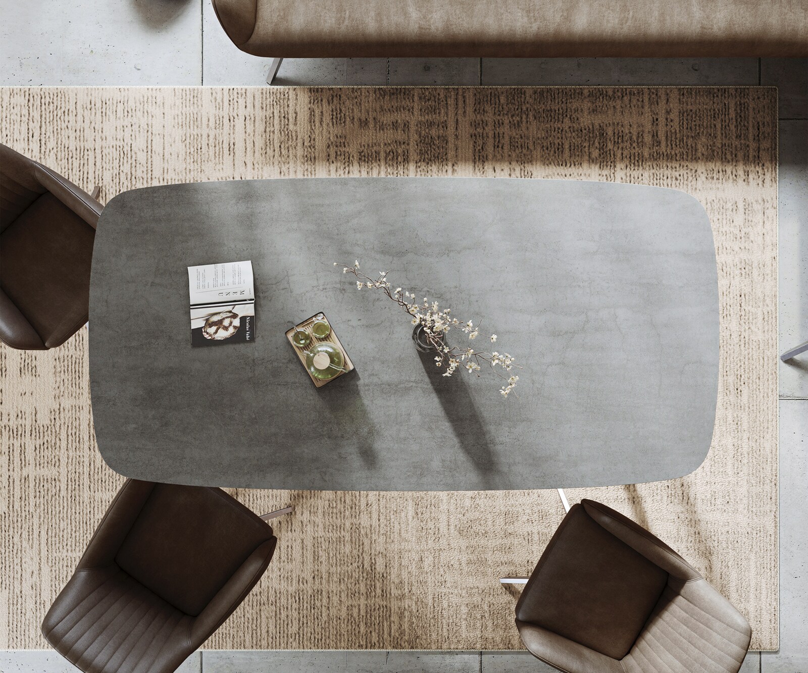 Esstisch Edge Boot 200x100 cm Keramik Boulevard Betonoptik Edelstahl Schräg 5