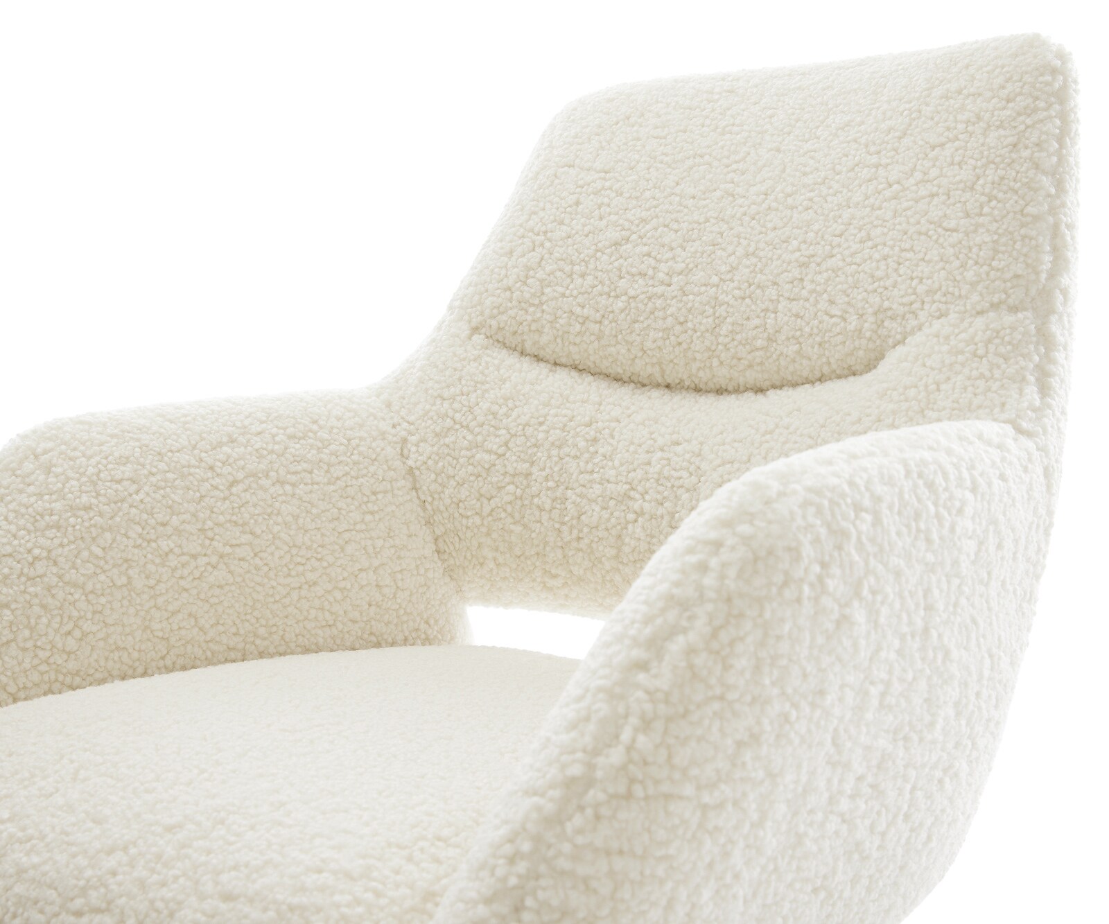 Chaise-pivotante Yago-Flex avec accoudoirs tissu teddy beige pied croisé large acier inoxydable pivotement sur 360° fonction bascule resorts ensachés 3