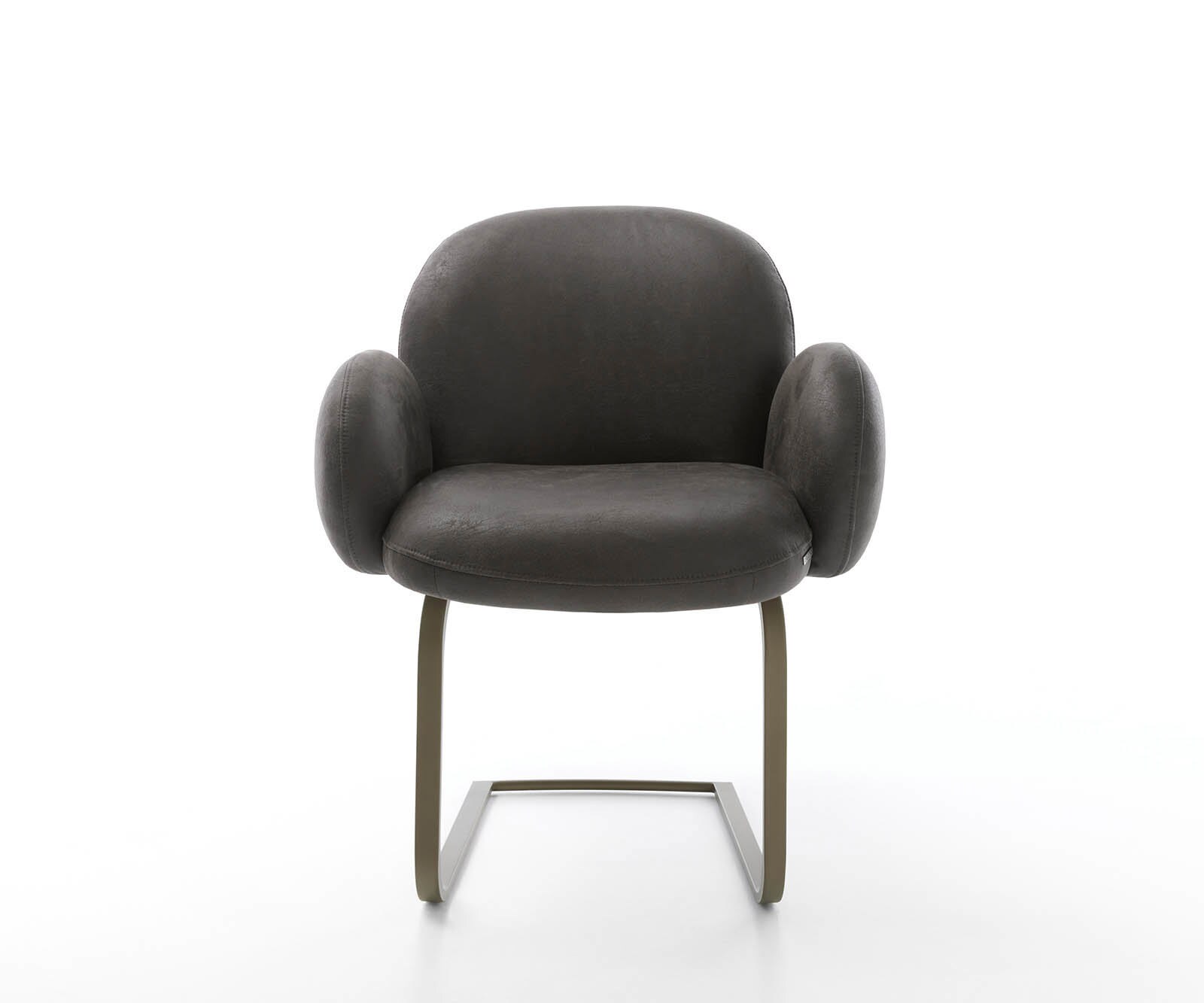 Cantilever Nube-Flex avec accoudoirs microvelours anthracite vintage pied cantilever plat aspect titane ressorts ensachés 2