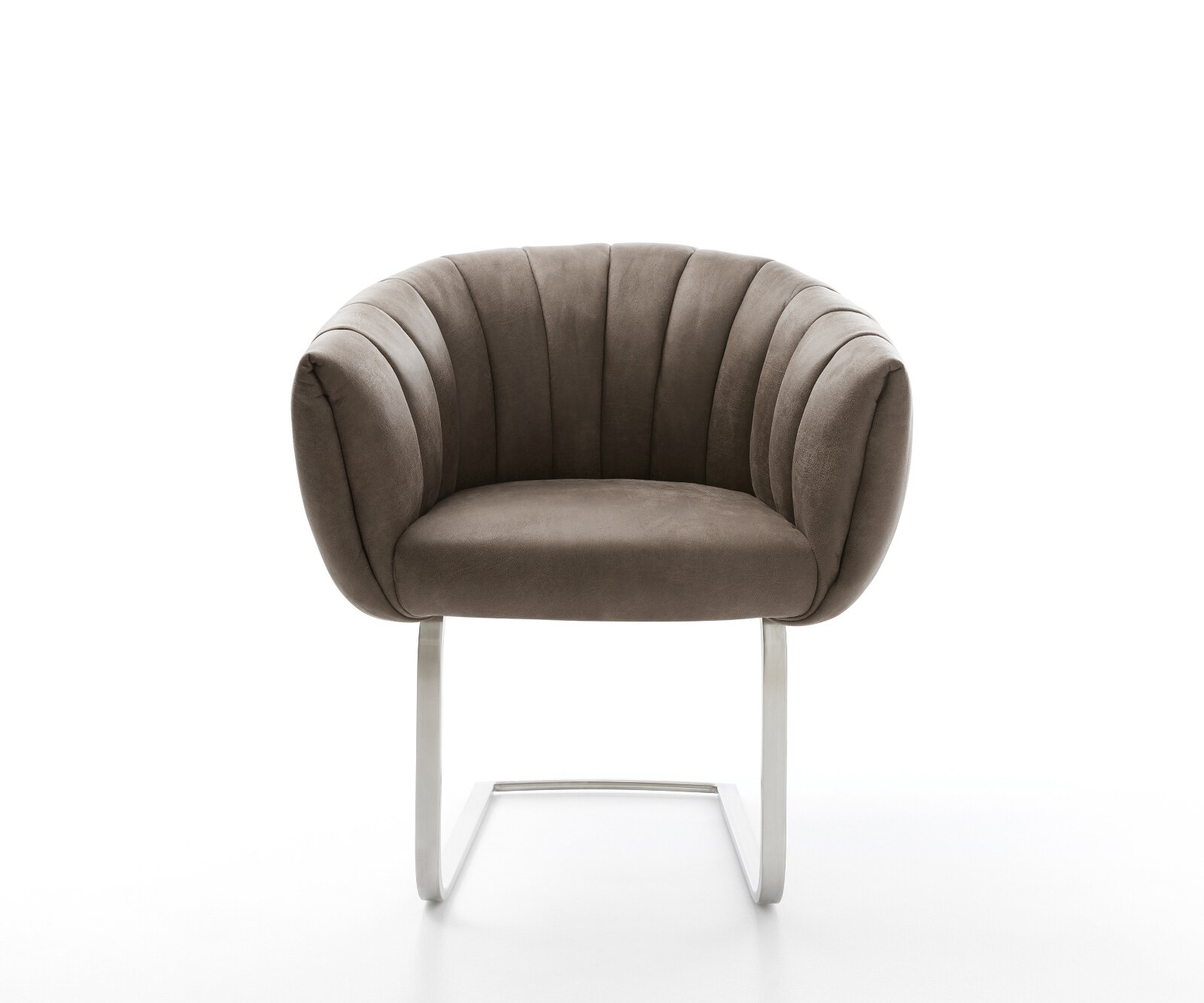 Cantilever Jada-Flex microvelours taupe vintage pied cantilever plat acier inoxydable brossé ressorts ensachés 1