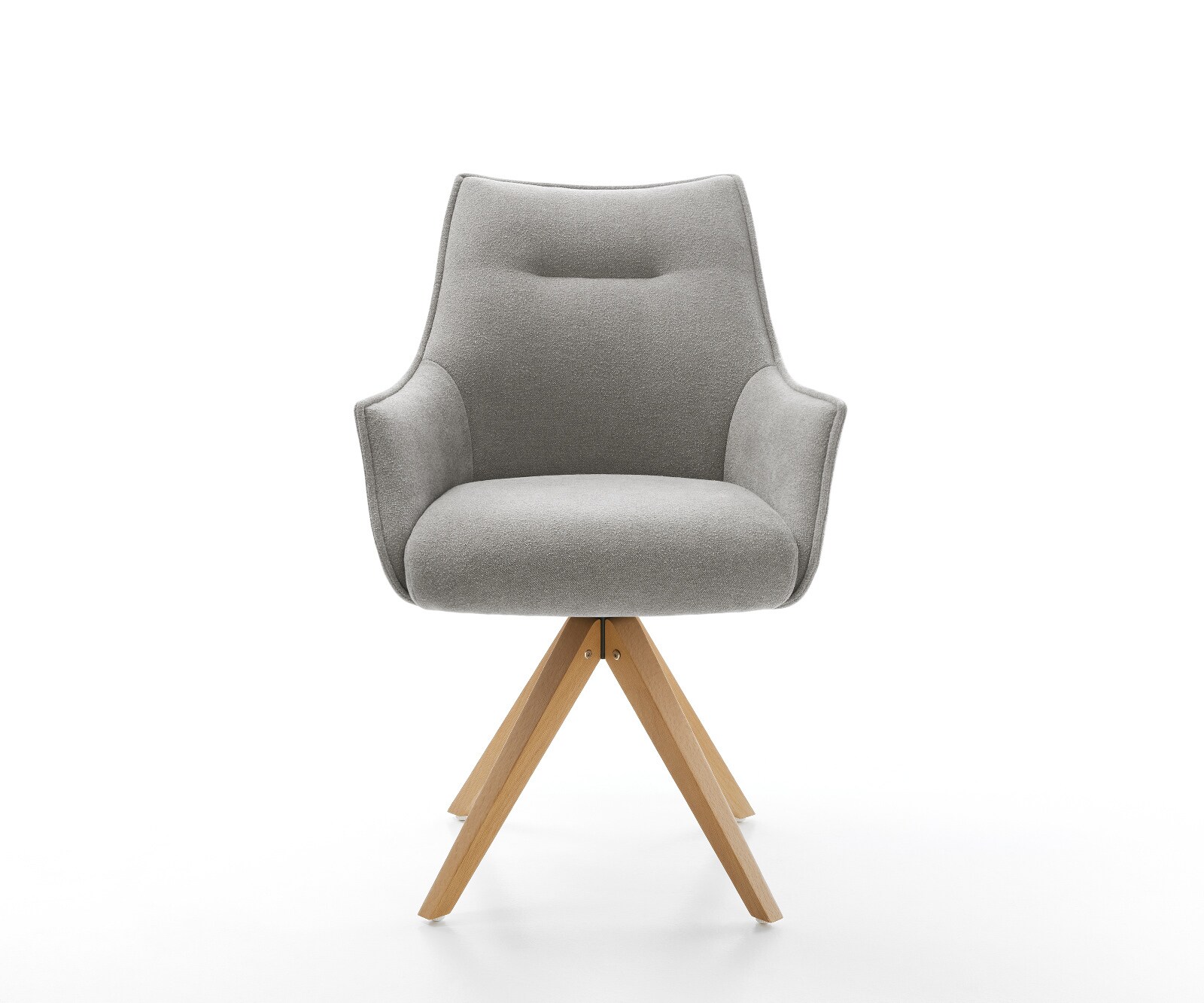 Drehstuhl Alja-Flex mit Armlehnen Strukturstoff Soft Grau Holzgestell kantig Natur 180° drehbar Taschenfederkern 1