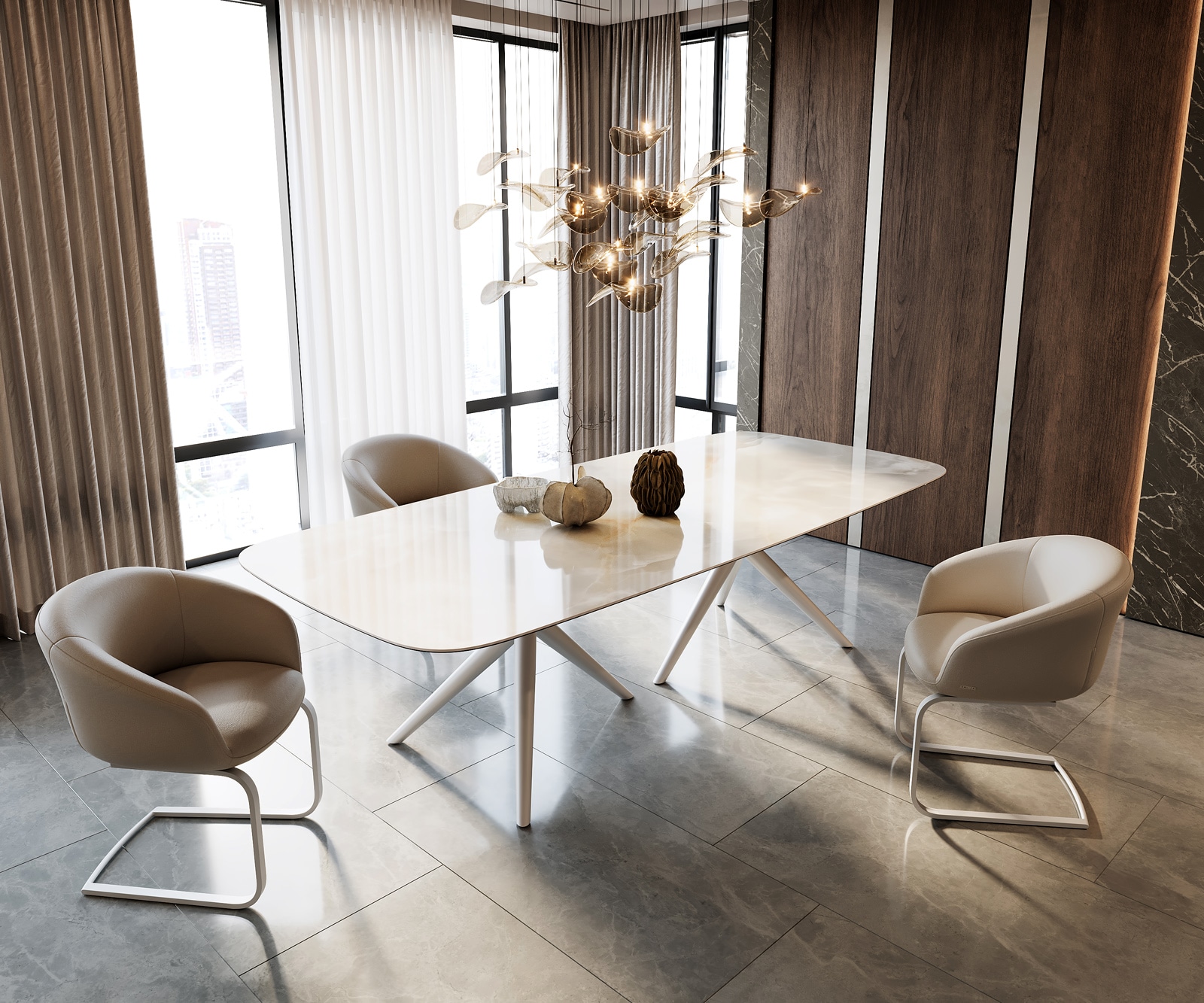 Table à manger Edge Boot 270x120 Céramique Iris FMG Onice Grigio Estelar rond Métal Blanc 6 Table à manger Edge Boot 270x120 Céramique Iris FMG Onice Grigio Estelar rond Métal Blanc 6