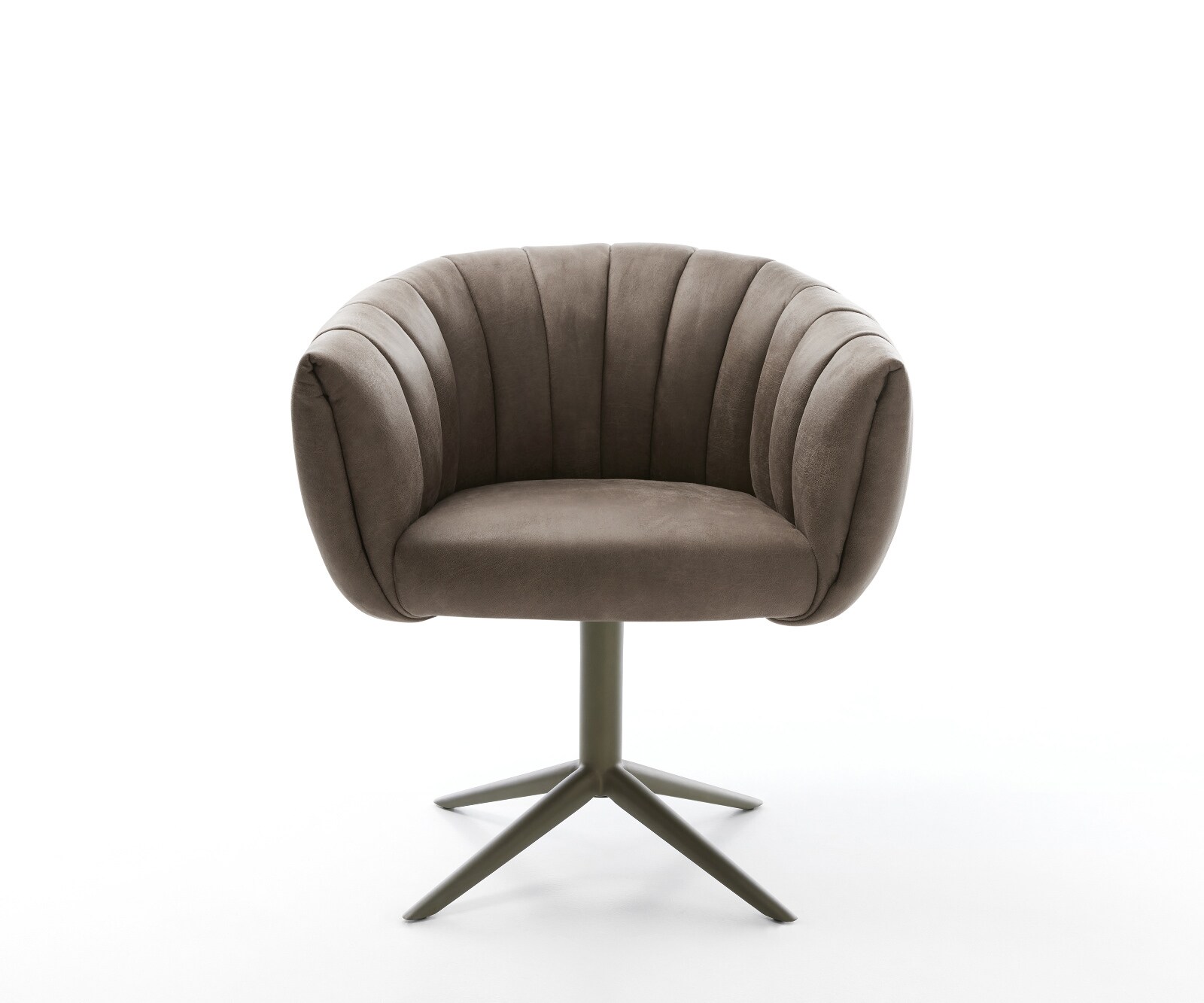 Chaise-pivotante Jada-Flex microvelours taupe vintage pied croisé angulaire aspect titane pivotement sur 360° fonction bascule ressorts ensachés 1