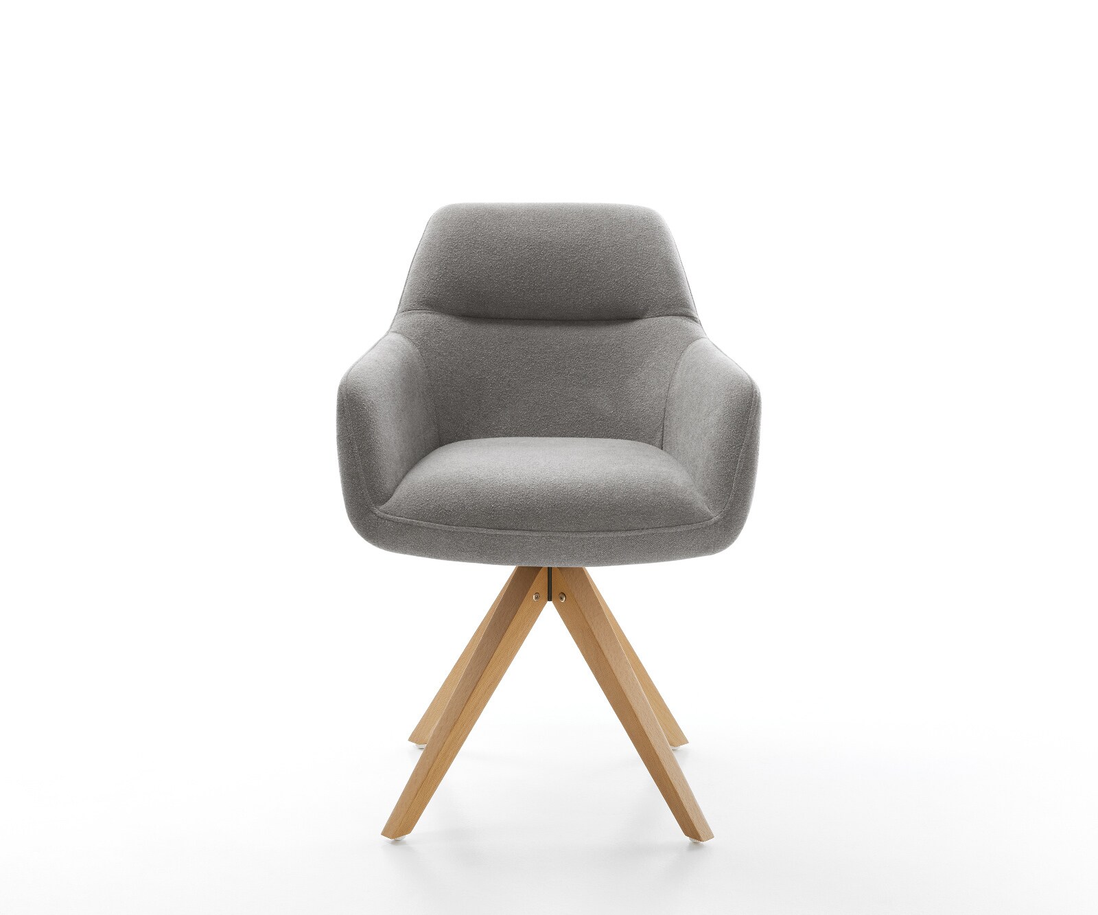 Chaise-pivotante Pejo-Flex tissu structuré doux gris pied en bois angulaire naturel pivotement sur 180° resorts ensachés 1