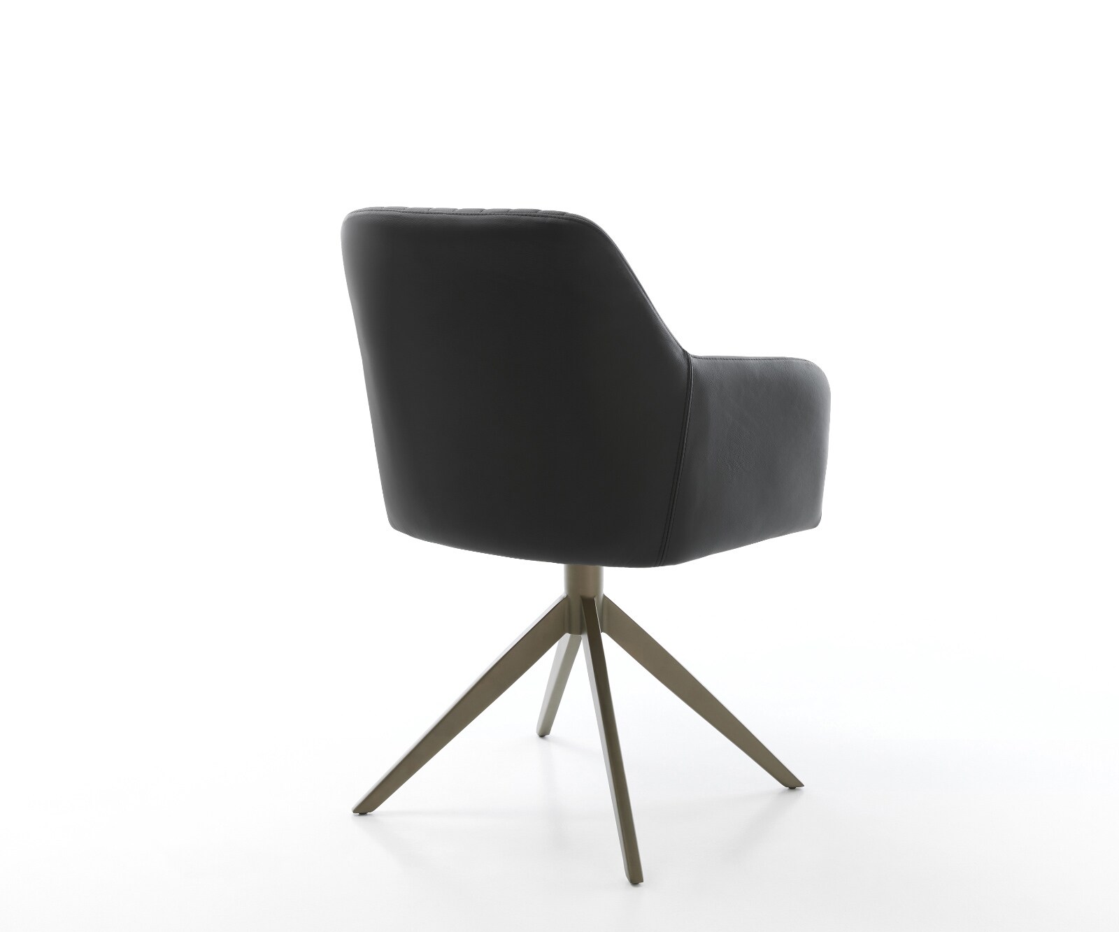 Chaise-pivotante Greg-Flex cuir de vache noir pied croisé large aspect titane pivotement sur 360° fonction bascule ressorts ensachés 4
