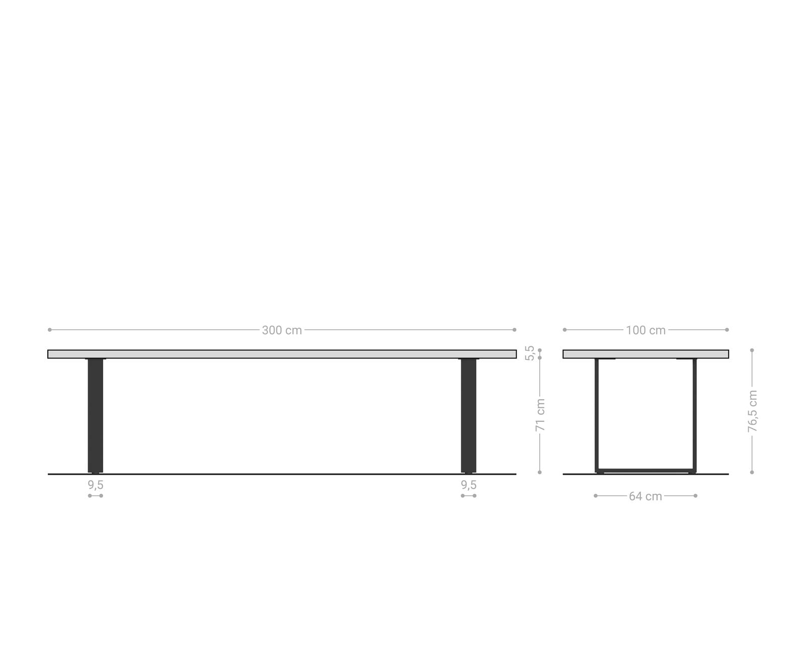 Esstisch Edge 300x100 XL Akazie Platin Edelstahl Schmal Live-Edge 6 Esstisch Edge 300x100 XL Akazie Platin Edelstahl Schmal Live-Edge 6