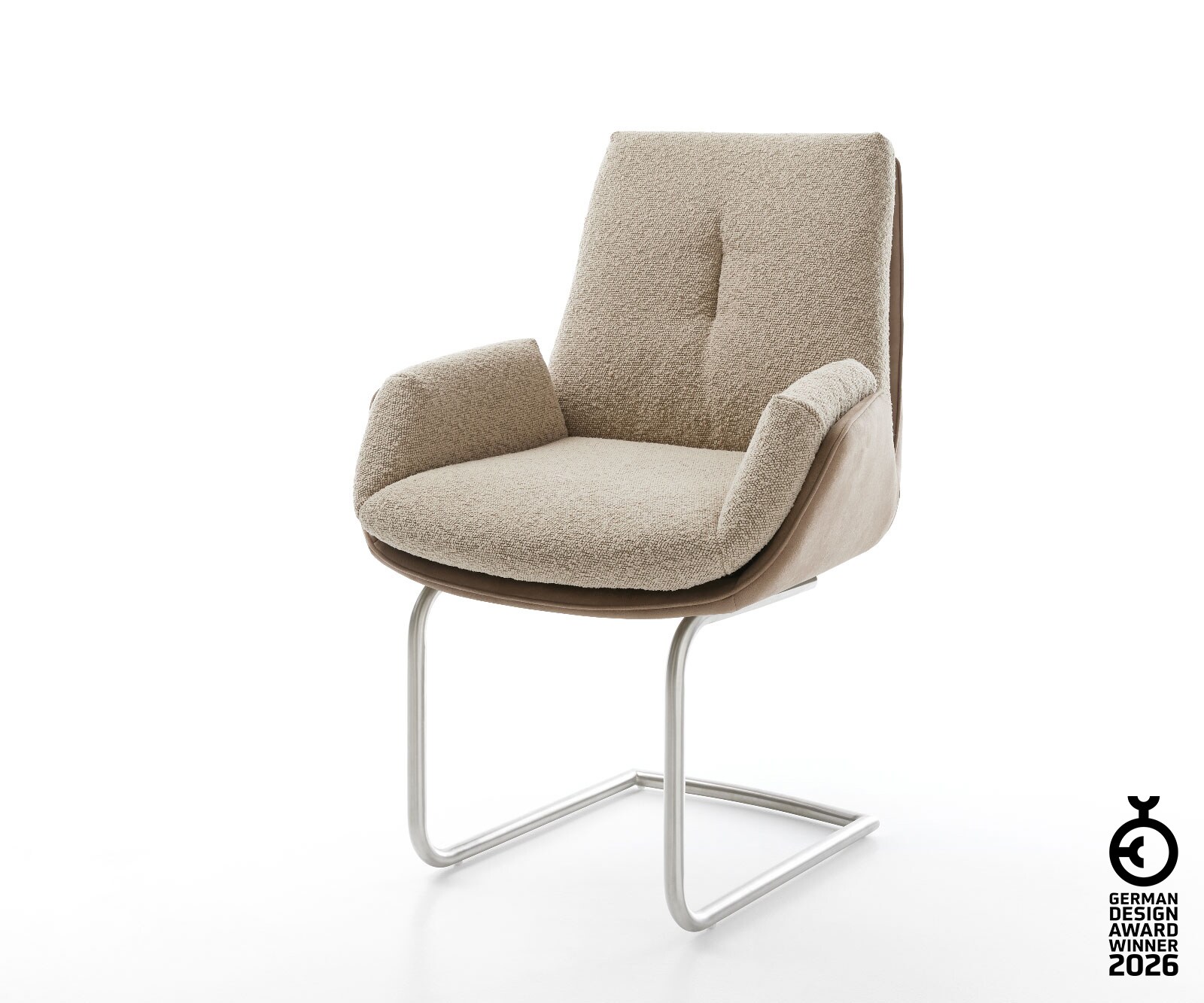 Chaise-pivotante Clea-Flex tissu mixte couleur boue pied croisé large noir pivotement sur 360° 4