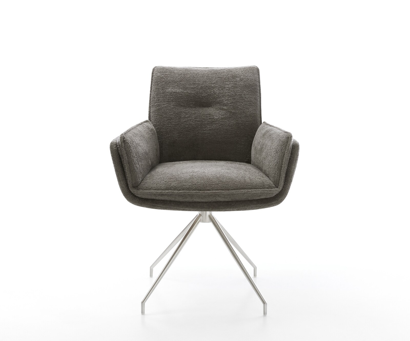 Esszimmerstuhl Nela-Flex Bouclé Soft Schlamm Kreuzgestell konisch Edelstahl 1