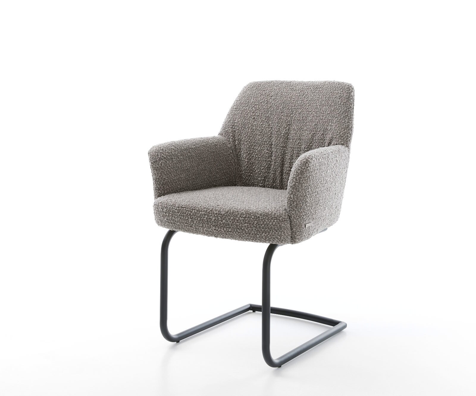 Freischwinger Xana-Flex mit Armlehnen Bouclé Silbergrau Freischwinger rund Schwarz Taschenfederkern