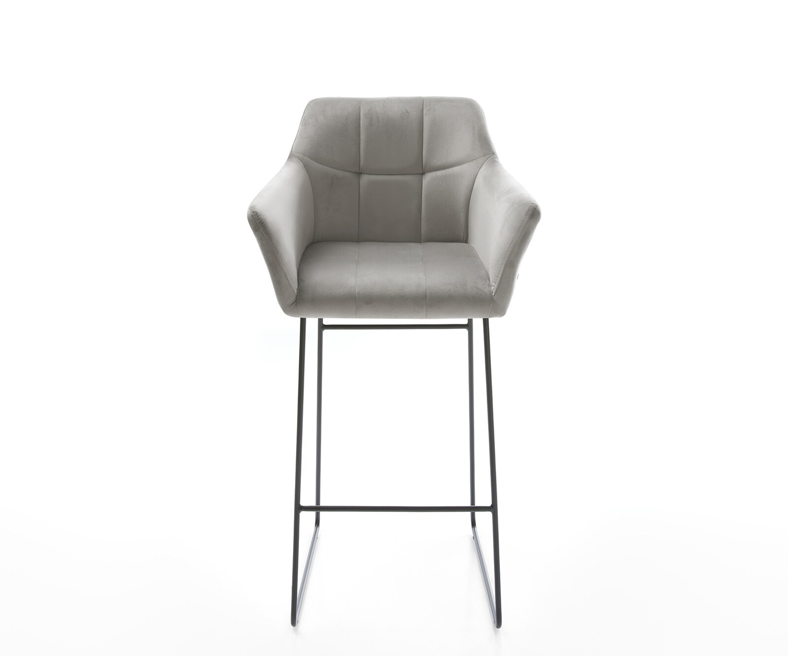 Chaise-de-bar Yulo-Flex velours gris cadre de patins métal 2