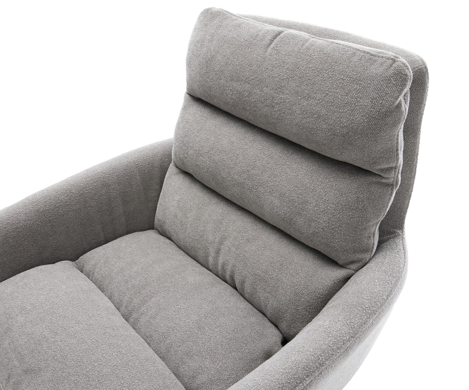 Chaise-de-salle-à-manger Abelia-Flex avec accoudoirs tissu structuré doux gris pied trapèze noir 4